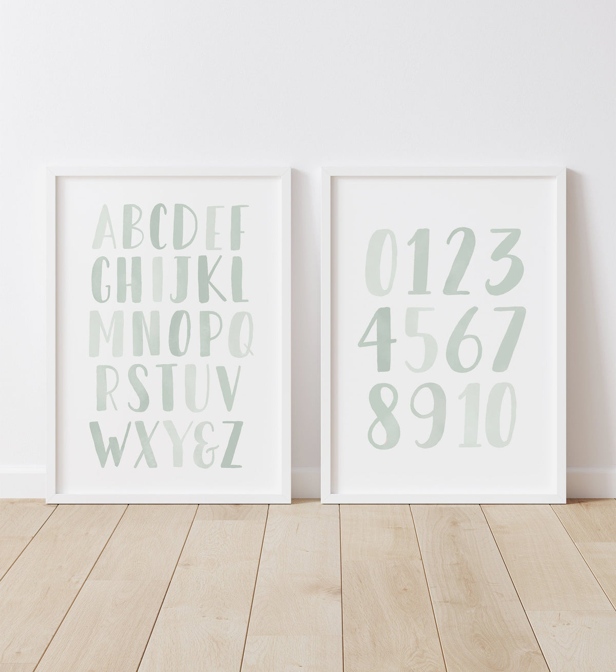 Alphabet and Numbers Set of 2 Prints - Mint