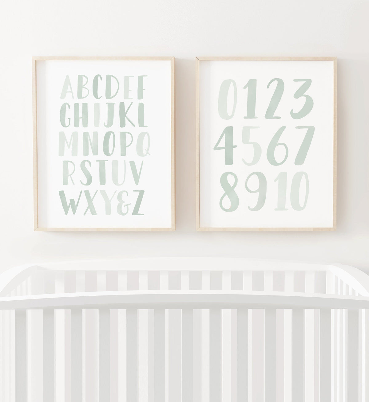 Alphabet and Numbers Set of 2 Prints - Mint