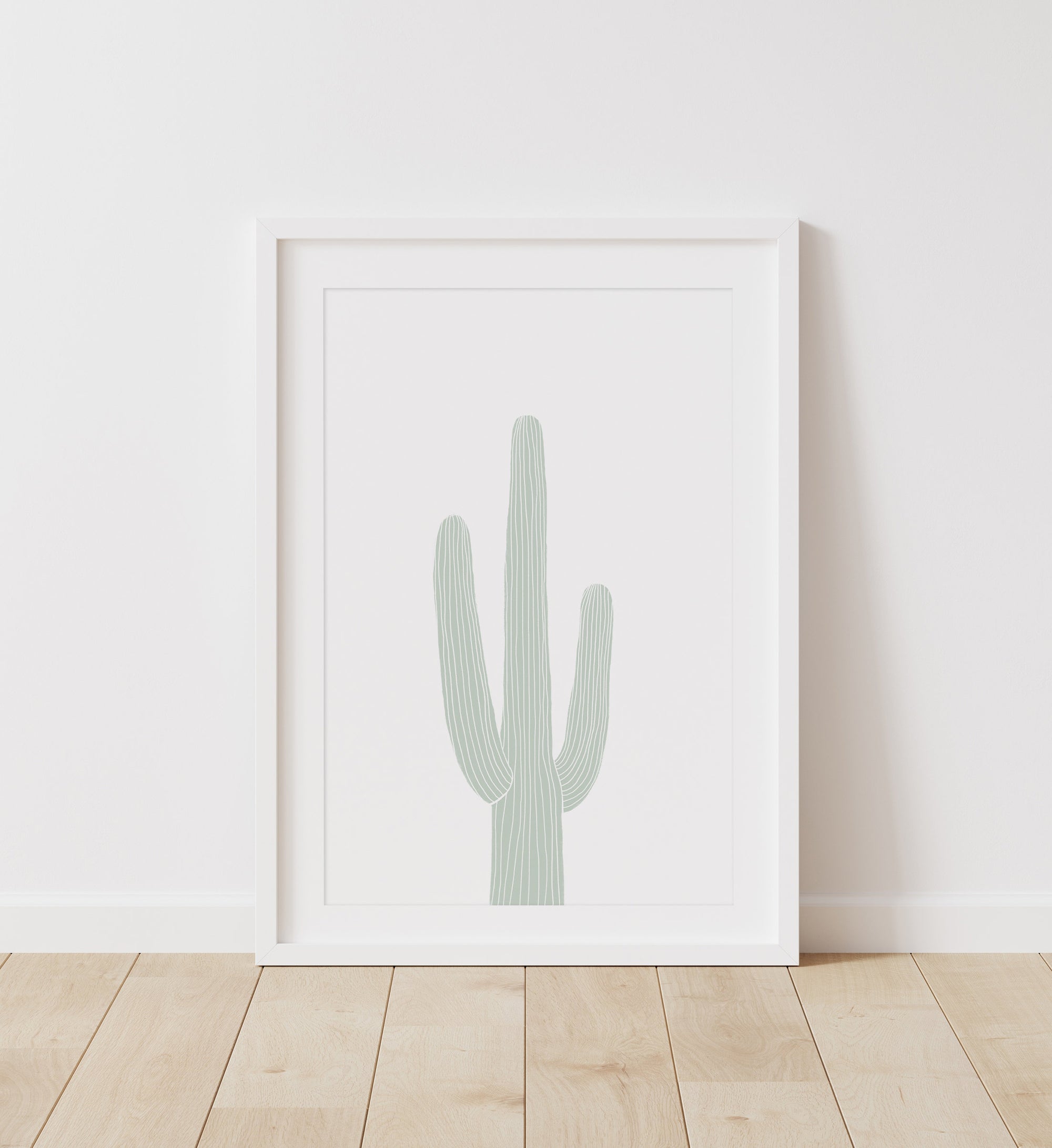 Minimal Saguaro Cactus Print - Mint
