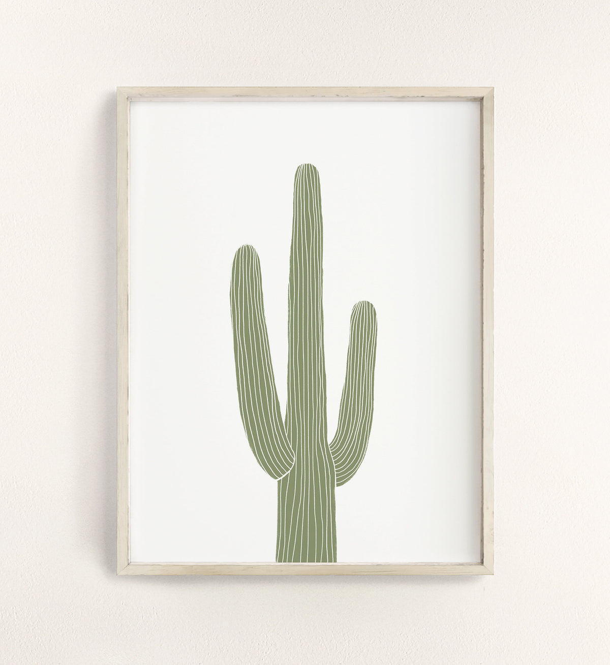 Minimal Saguaro Cactus Print - Green