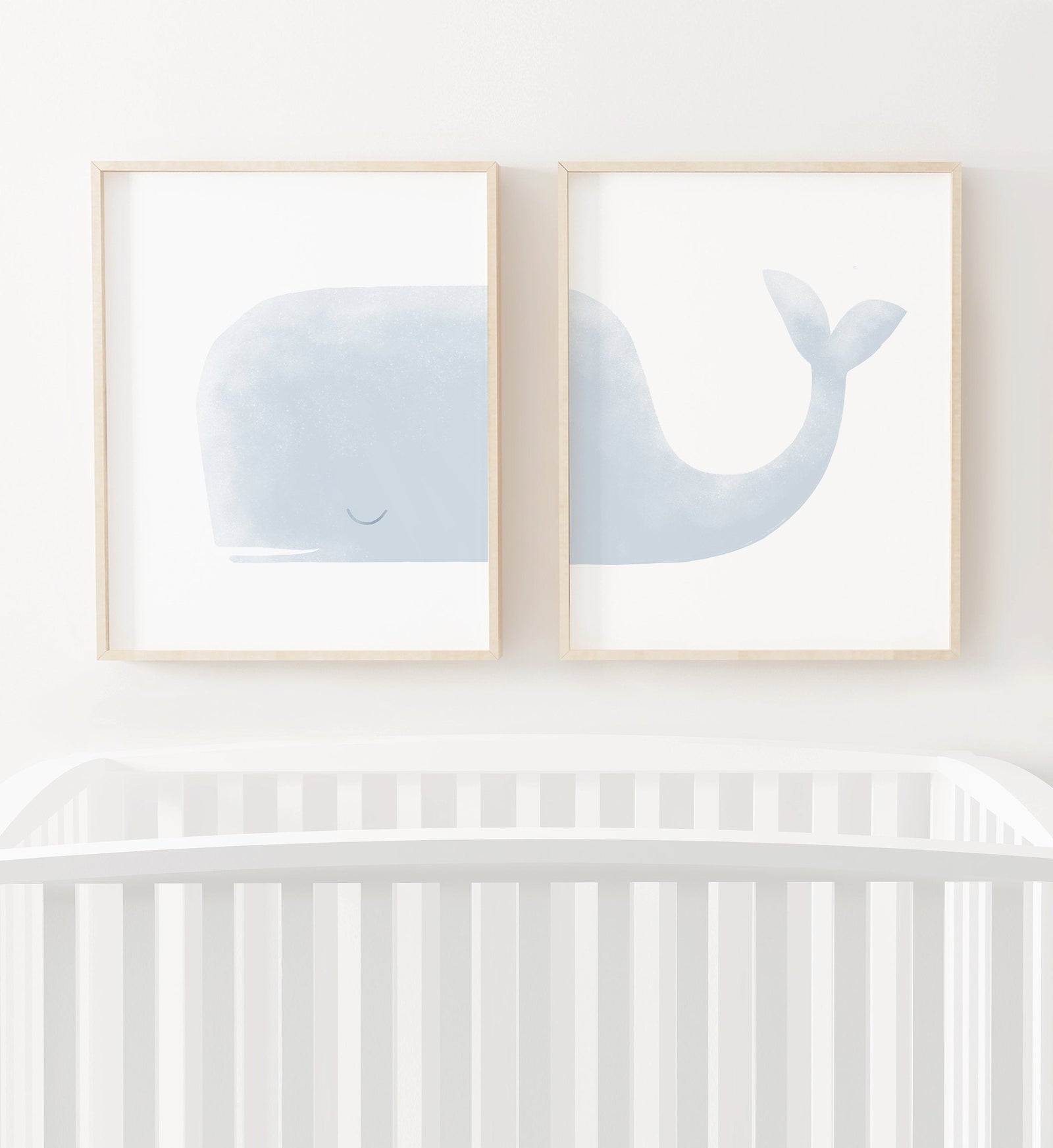 Light Blue Whale Set of 2 Prints