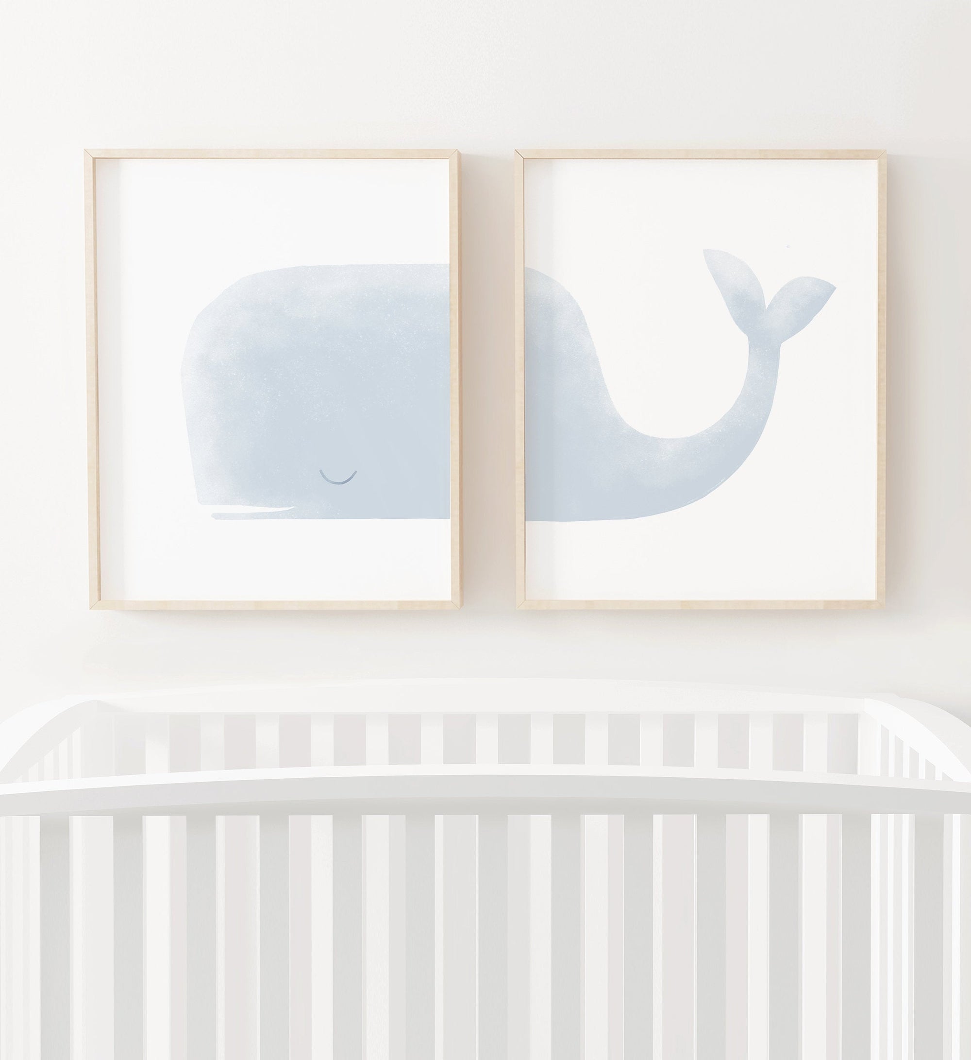 Light Blue Whale Set of 2 Prints