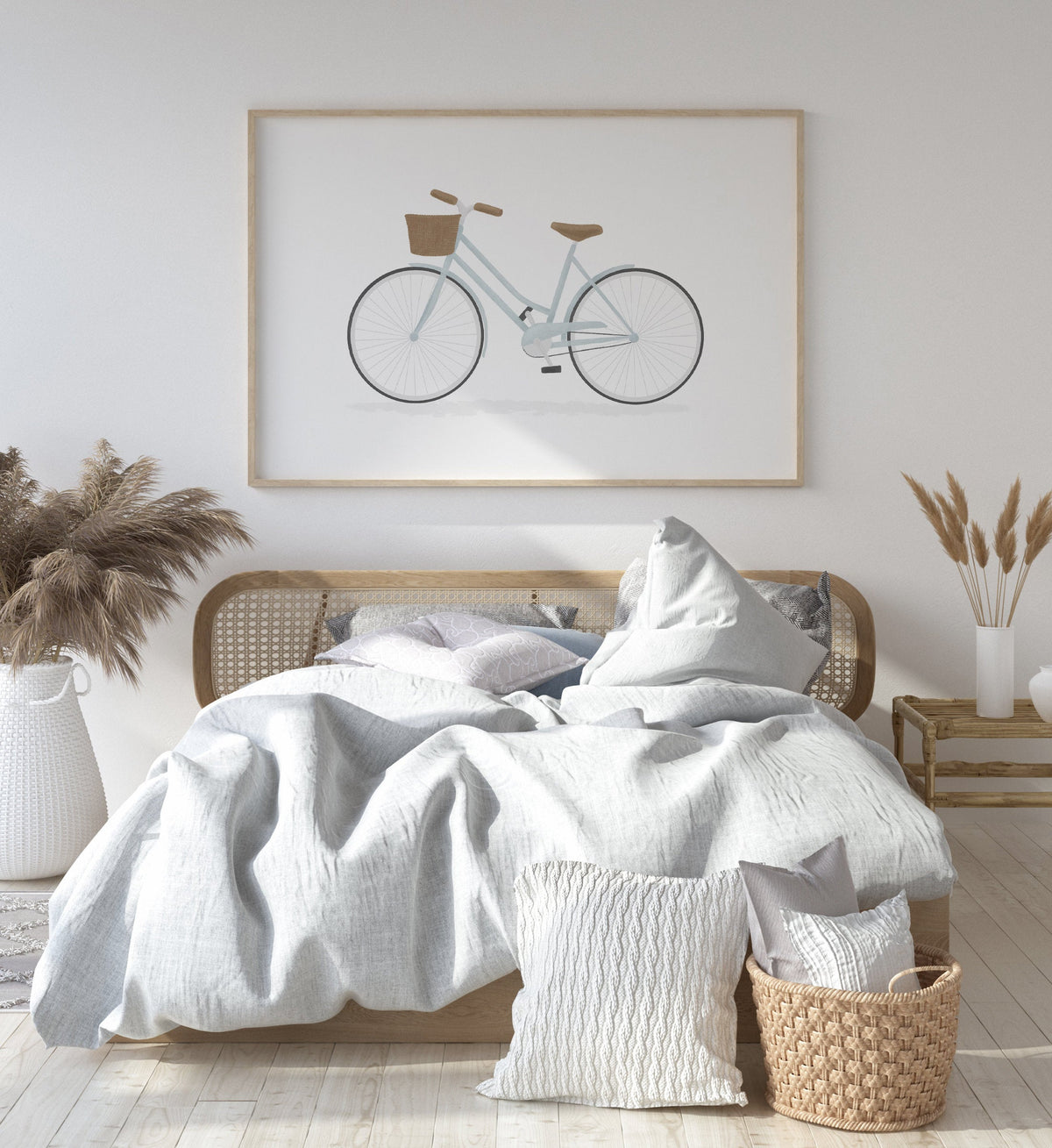 Bike with Basket Print - Blue