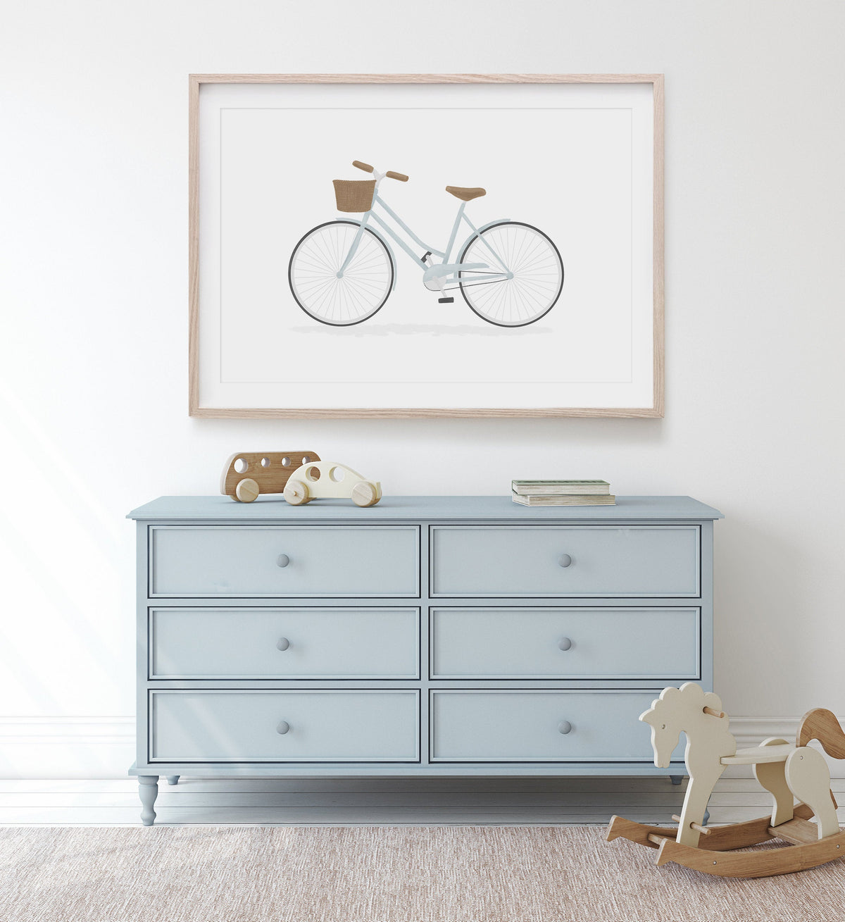 Bike with Basket Print - Blue