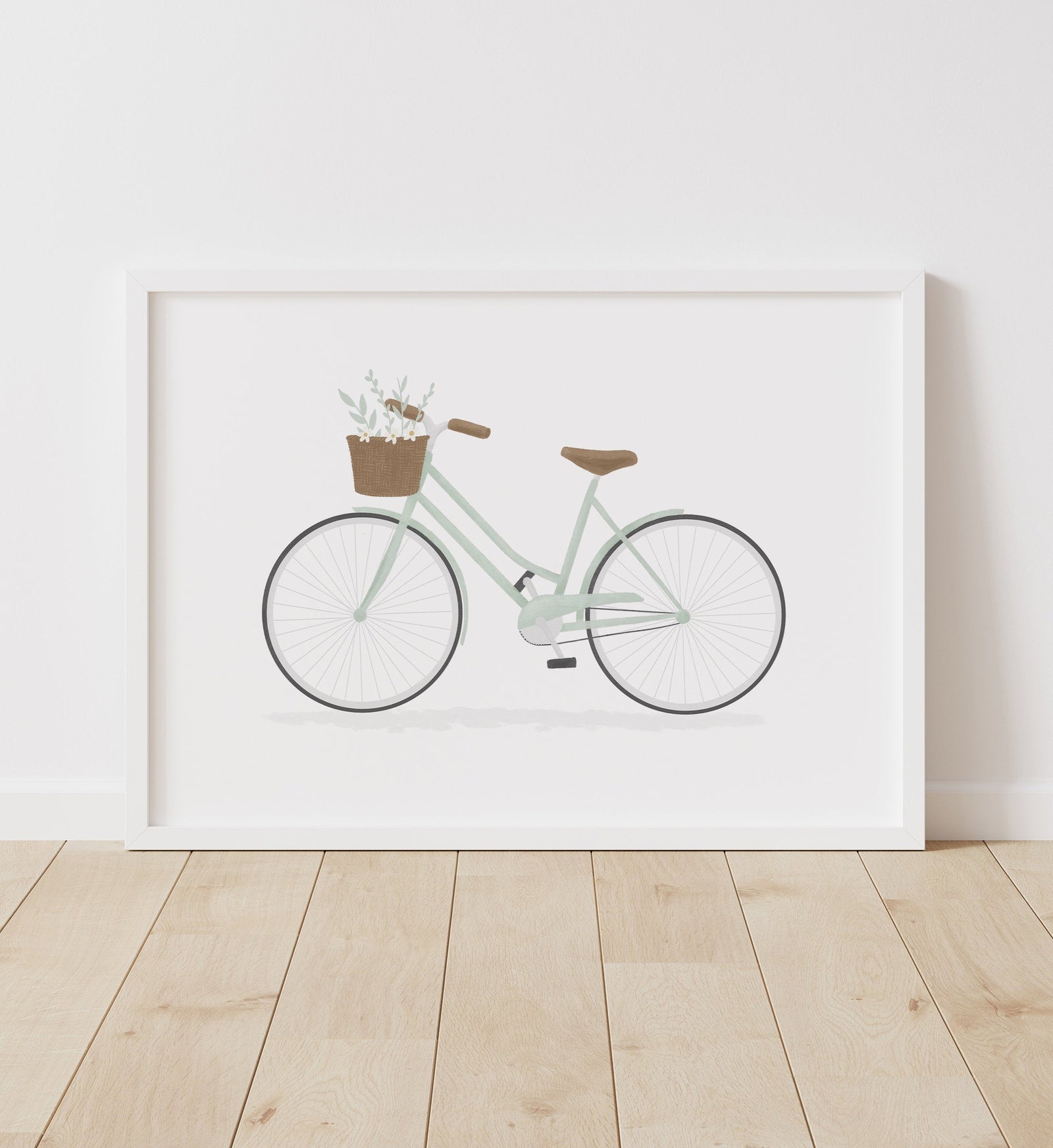 Bike with Basket Print - Mint