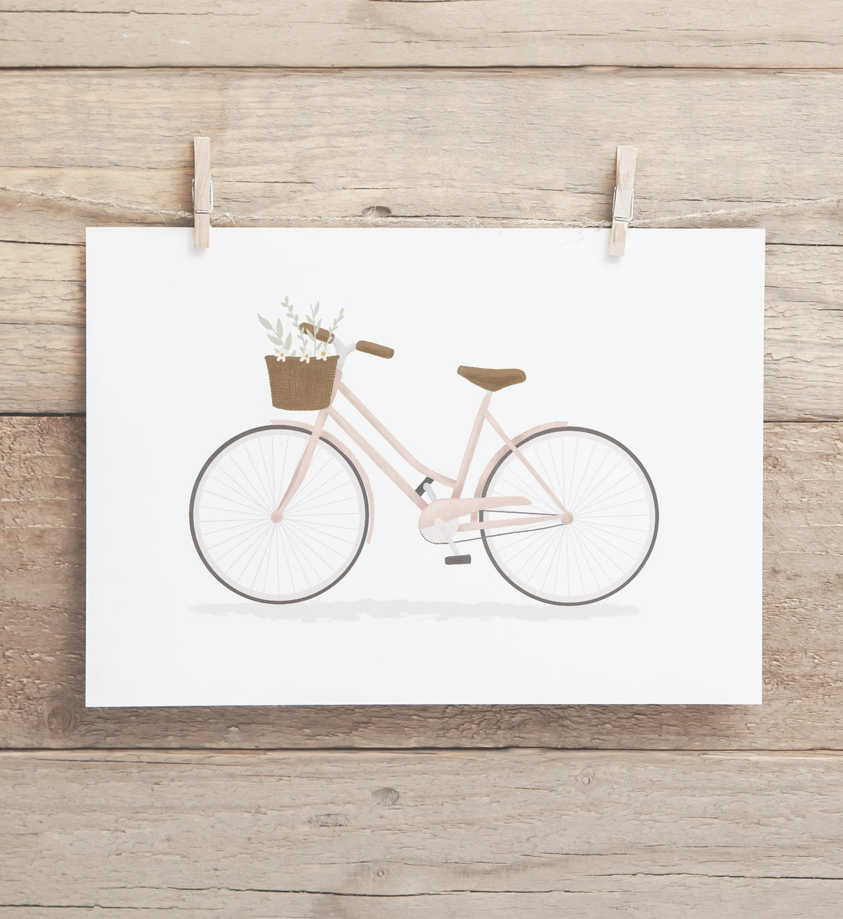 Bike with Basket Print - Pink
