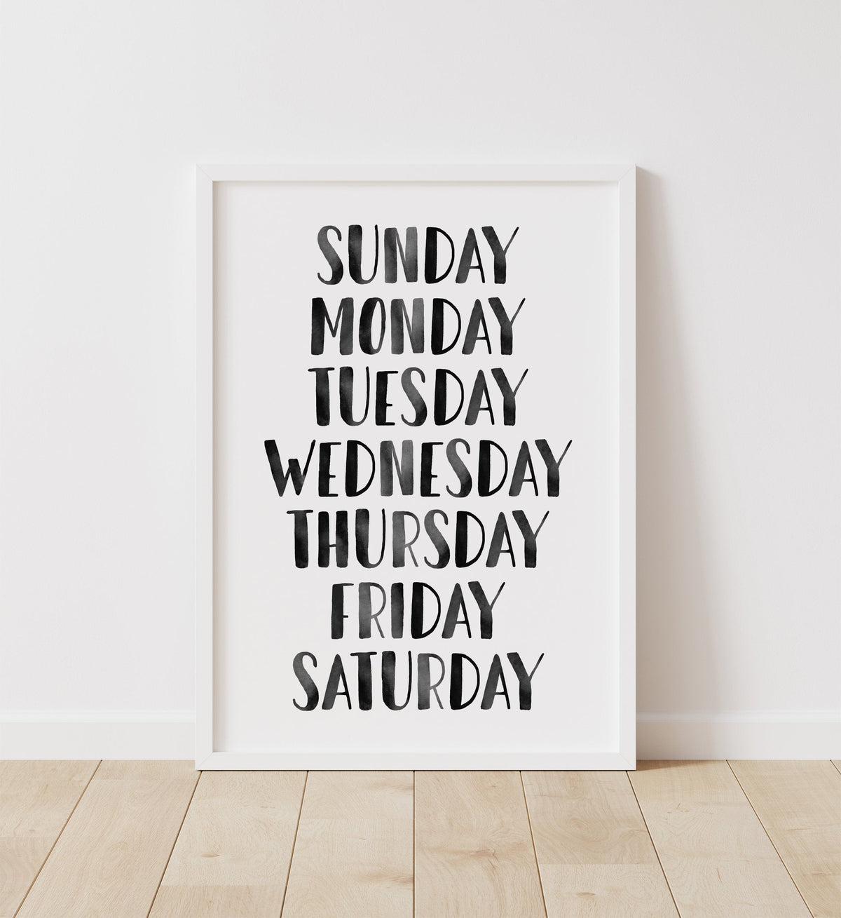 Days of the Week Print - Black