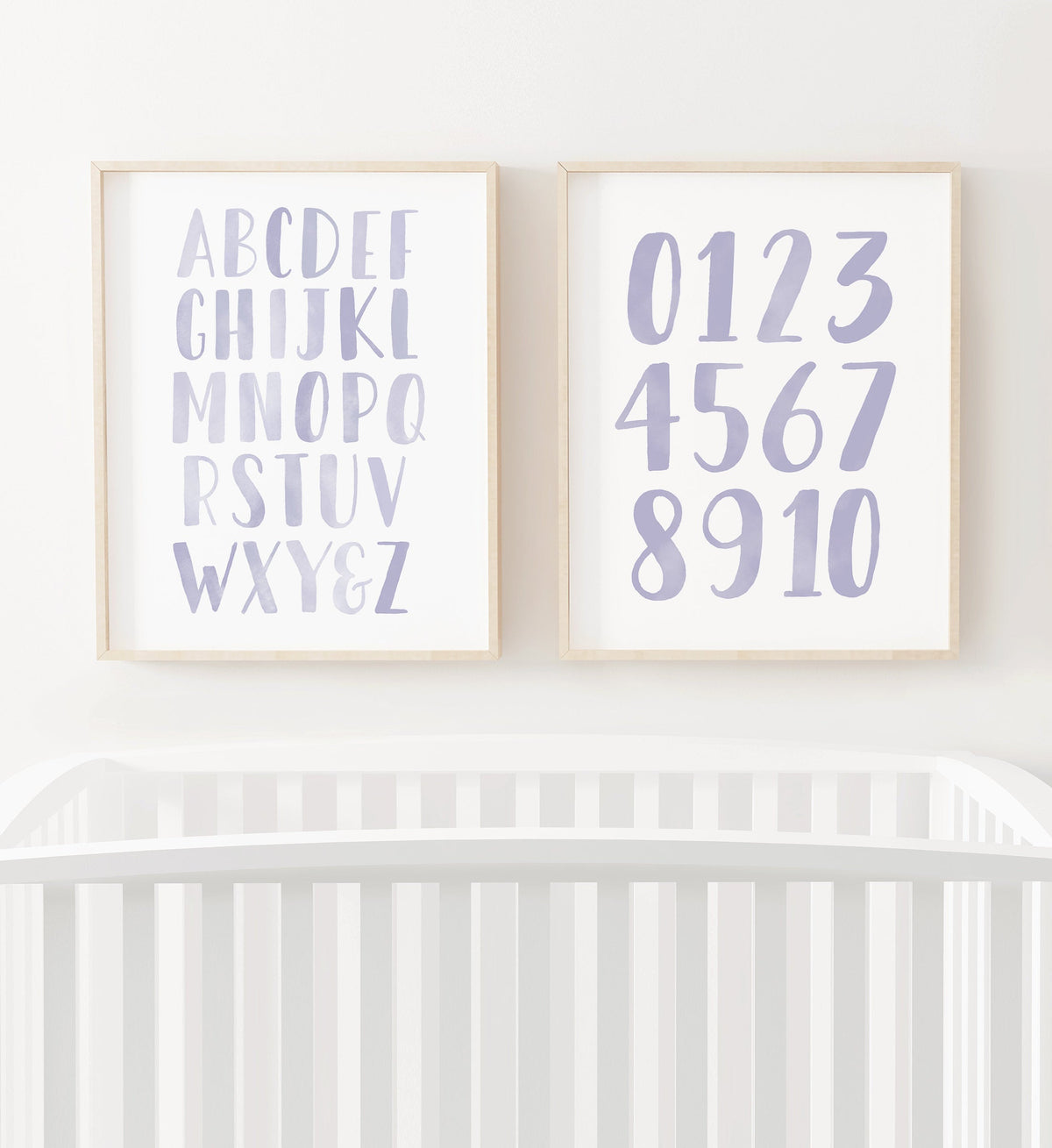 Alphabet and Numbers Set of 2 Prints - Purple