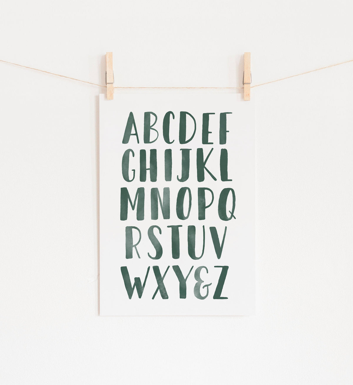 Alphabet and Numbers Set of 2 Prints - Forest Green