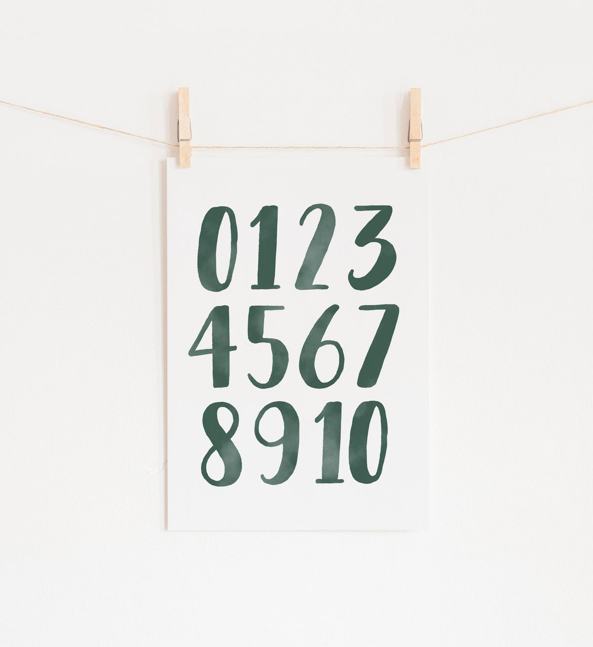 Alphabet and Numbers Set of 2 Prints - Forest Green