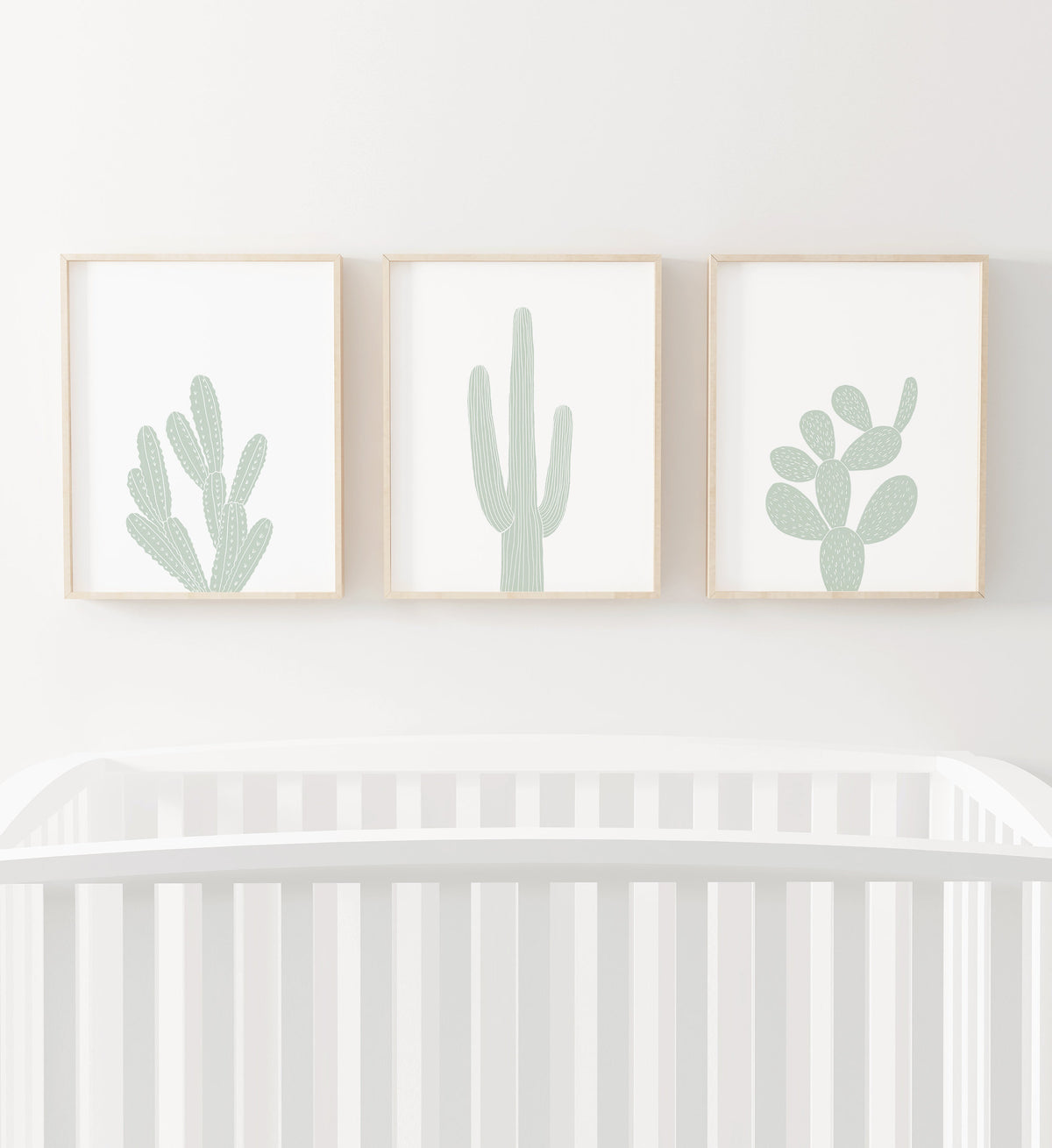 Minimal Cactus Set of 3 Prints - Mint