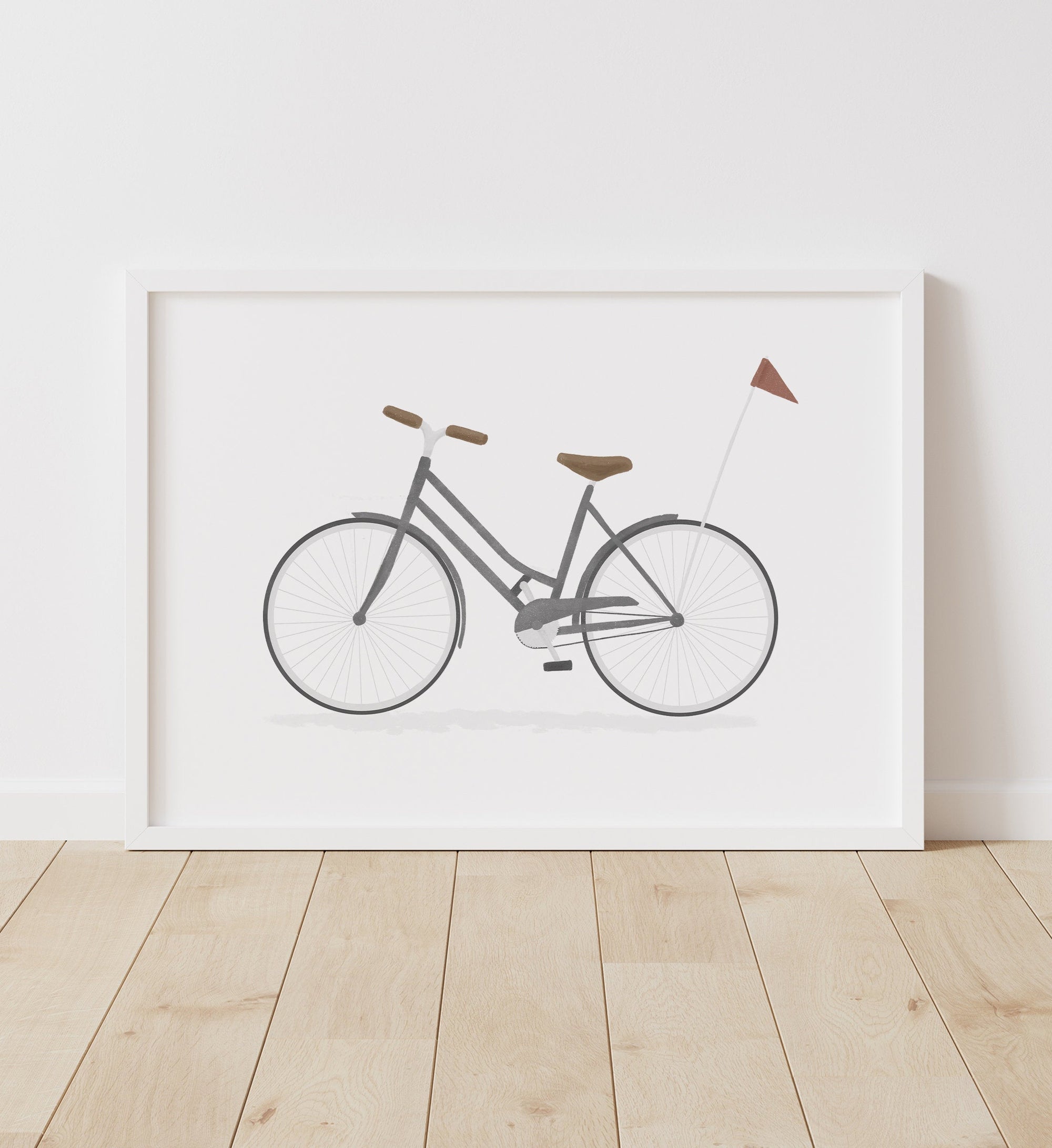 Bike with Flag Print - Gray