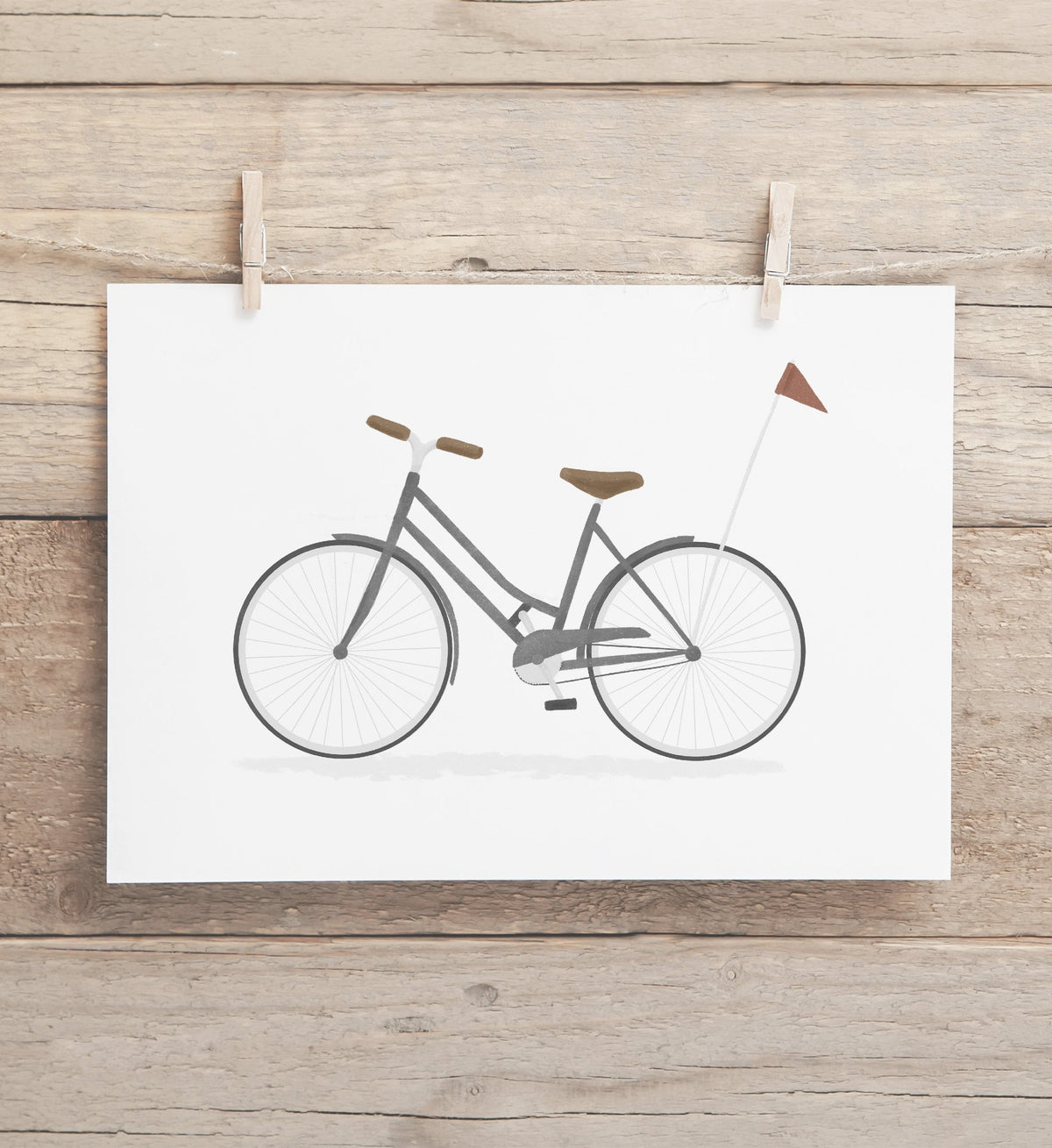 Bike with Flag Print - Gray