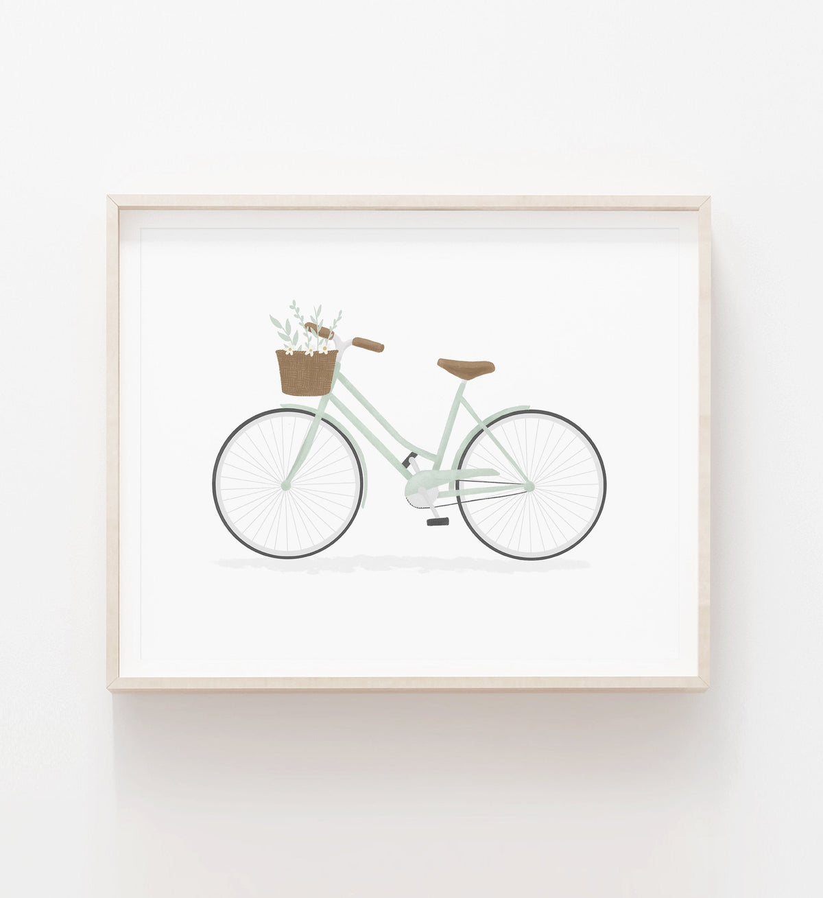 Bike with Basket Print - Mint