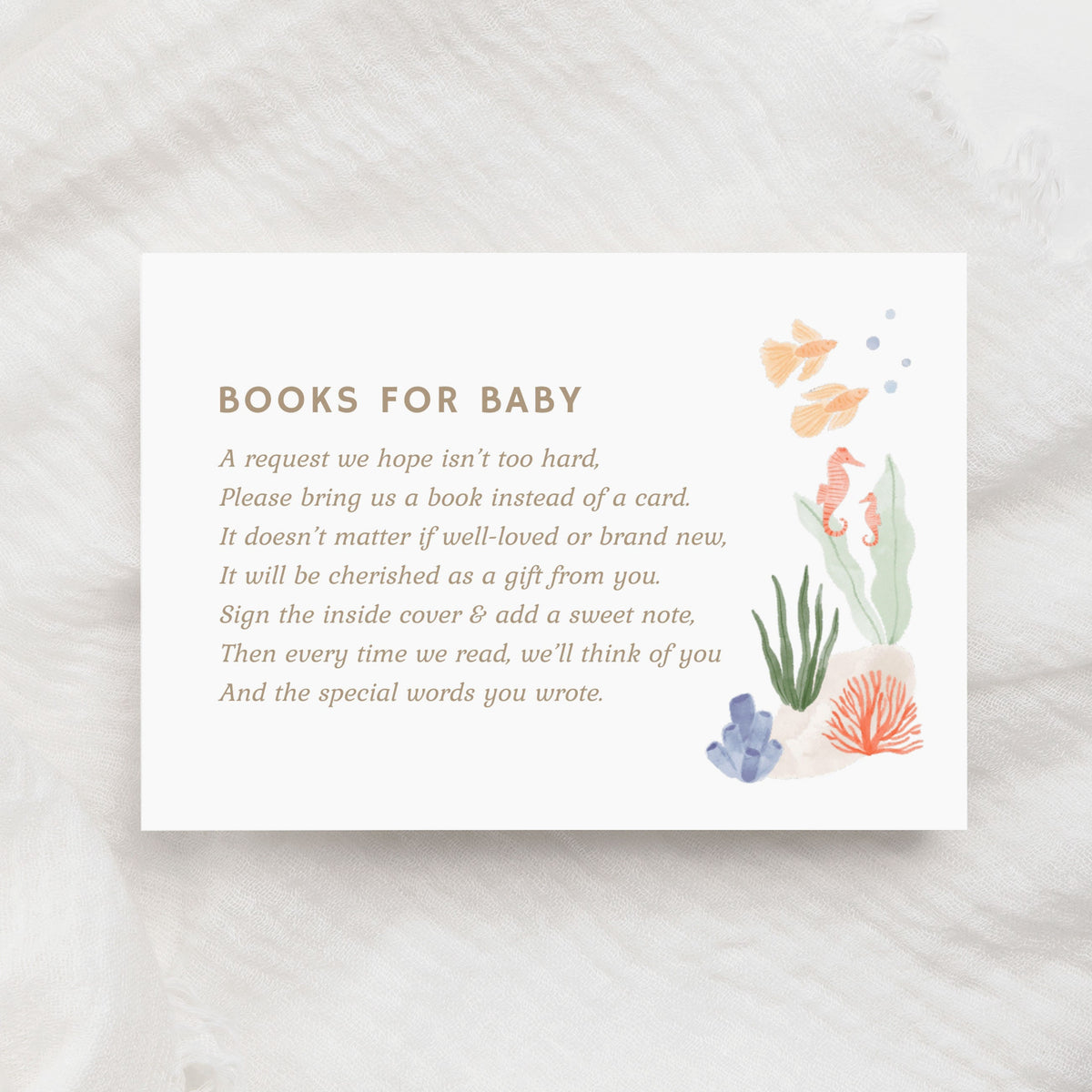 Under the Sea Books for Baby Card Template, Ocean Baby Shower Book Request Insert, Printable Template, DIGITAL DOWNLOAD