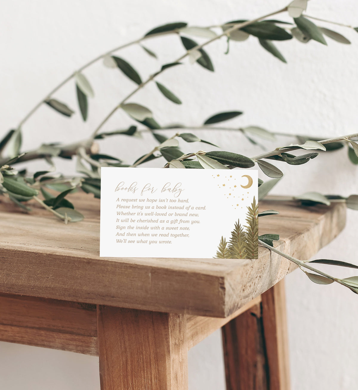 Woodland Books for Baby Card Template, Woodland Baby Shower Book Request Insert, Printable Template, DIGITAL DOWNLOAD