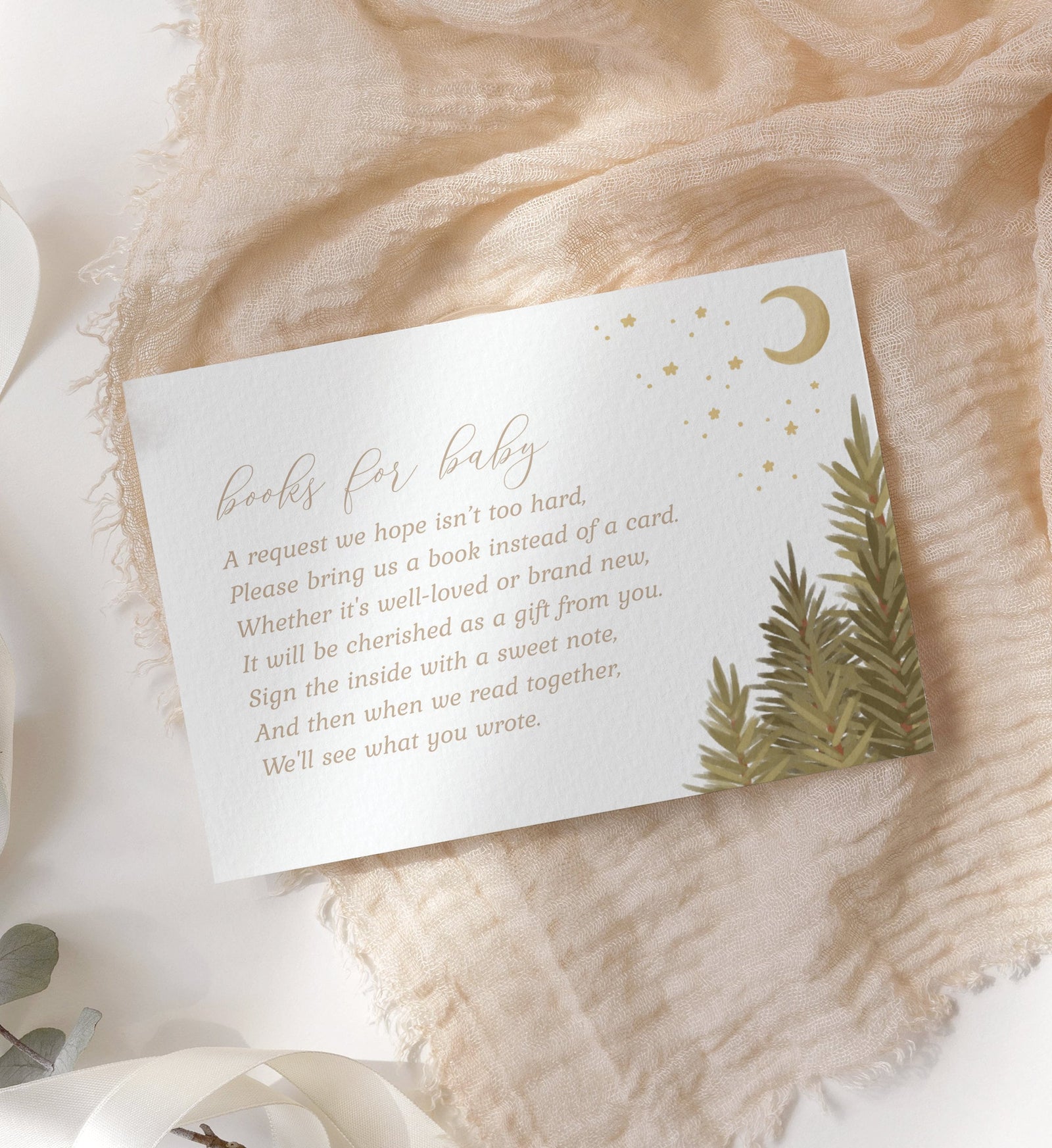 Woodland Books for Baby Card Template, Woodland Baby Shower Book Request Insert, Printable Template, DIGITAL DOWNLOAD