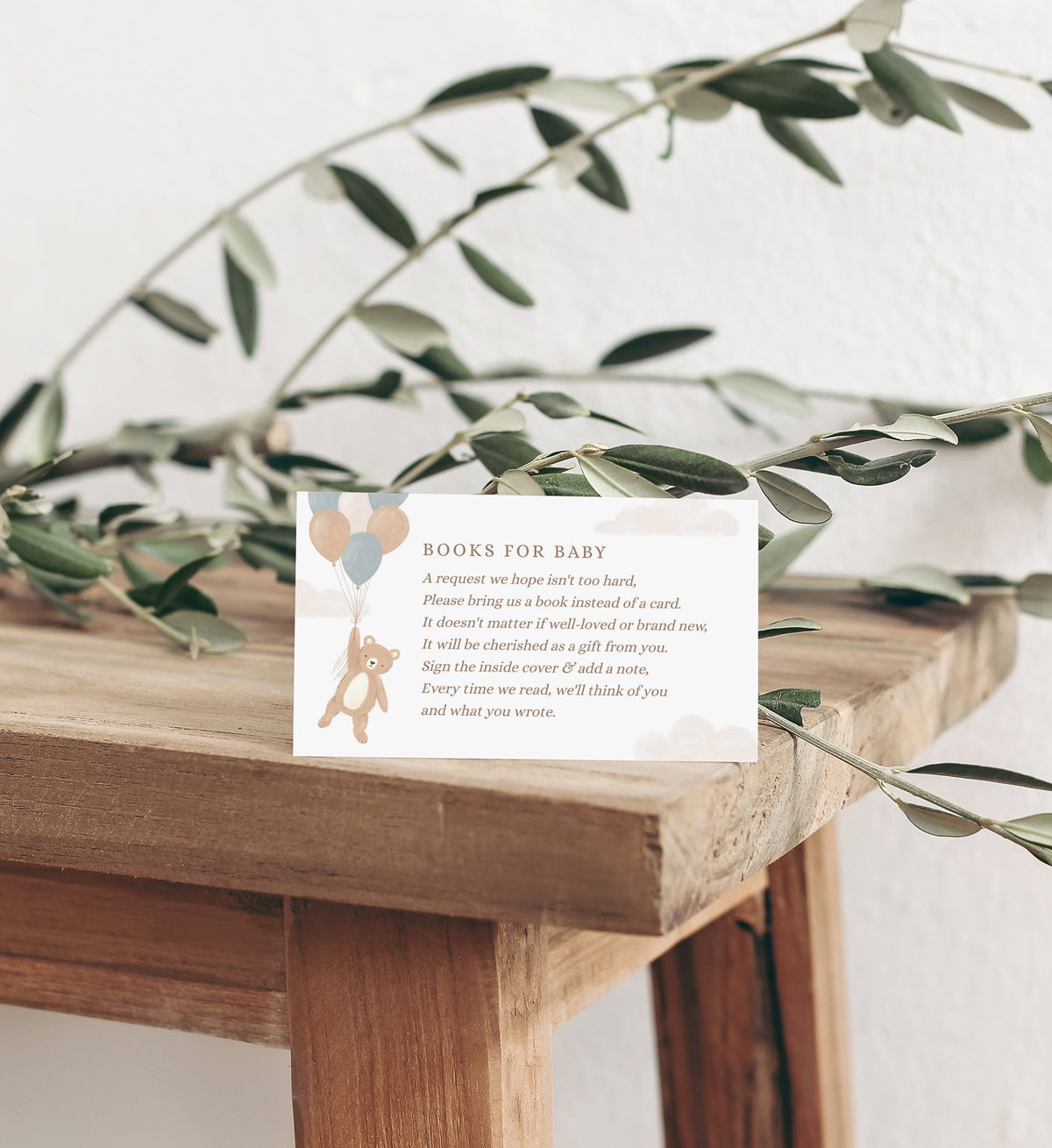 We Can Bearly Wait Books for Baby Card Template, Teddy Bear Baby Shower Book Request Insert, Printable Template, DIGITAL DOWNLOAD