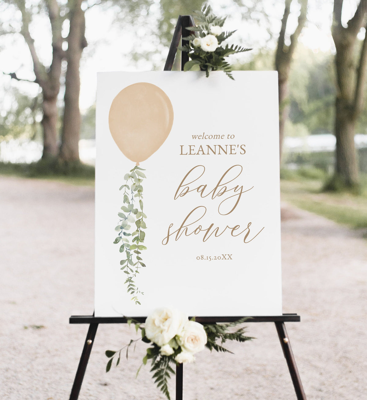 Gold Balloon Baby Shower Welcome Sign, Baby Shower Welcome Sign, Watercolor Balloon, Printable Welcome Sign Template, DIGITAL DOWNLOAD