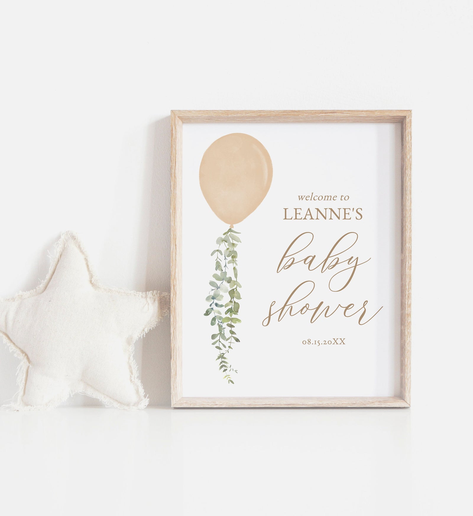 Gold Balloon Baby Shower Welcome Sign, Baby Shower Welcome Sign, Watercolor Balloon, Printable Welcome Sign Template, DIGITAL DOWNLOAD