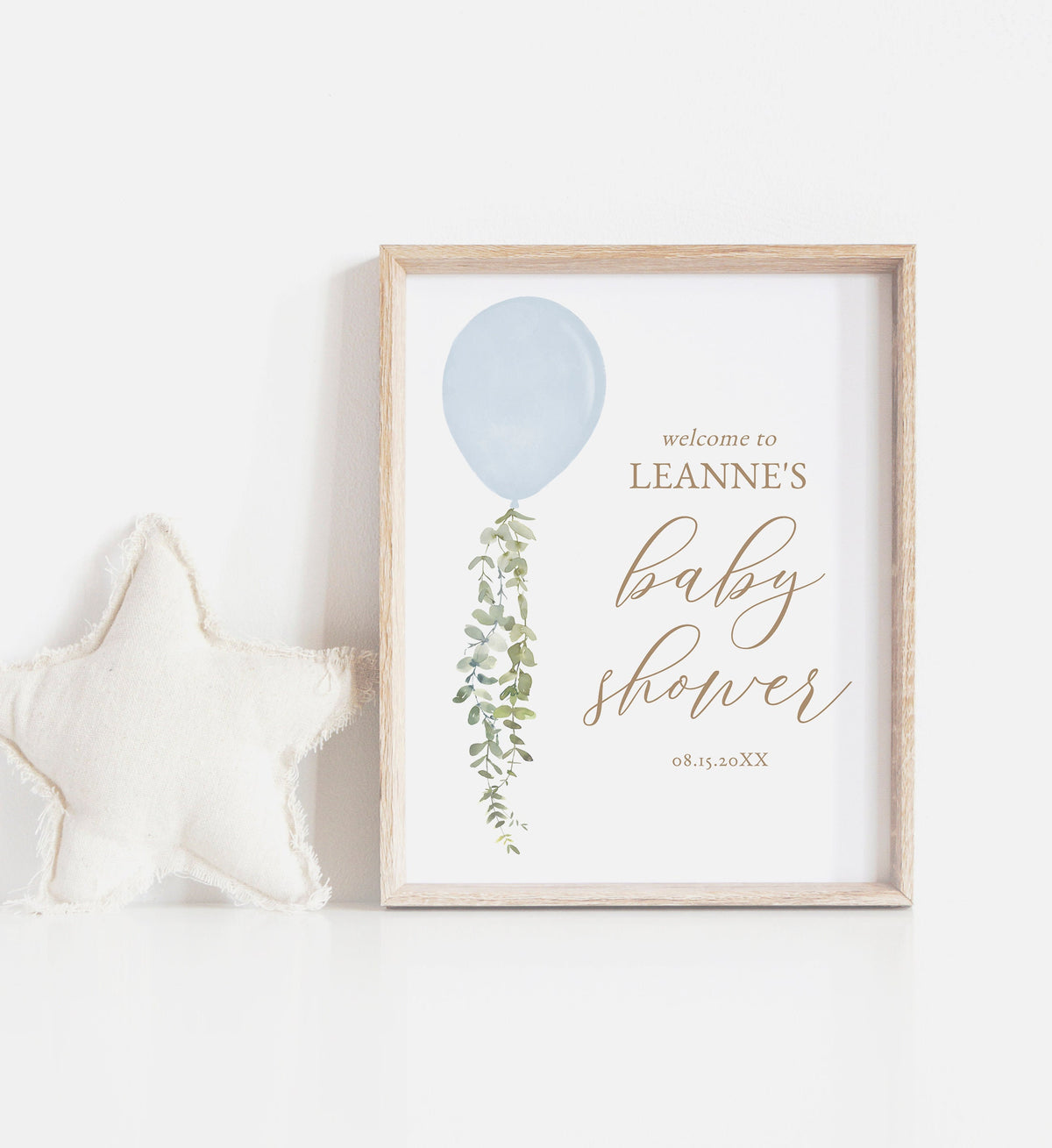 Blue Balloon Baby Shower Welcome Sign, Boy Baby Shower Welcome Sign, Watercolor Balloon, Printable Welcome Sign Template, DIGITAL DOWNLOAD
