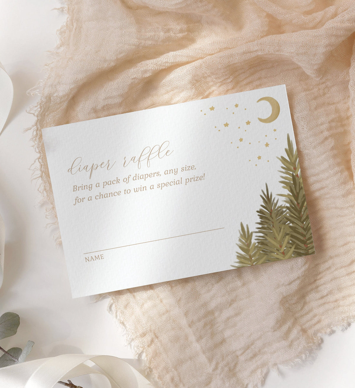 Woodland Diaper Raffle Ticket Template, Woodland Baby Shower Diaper Raffle Card Insert, Printable Template, DIGITAL DOWNLOAD