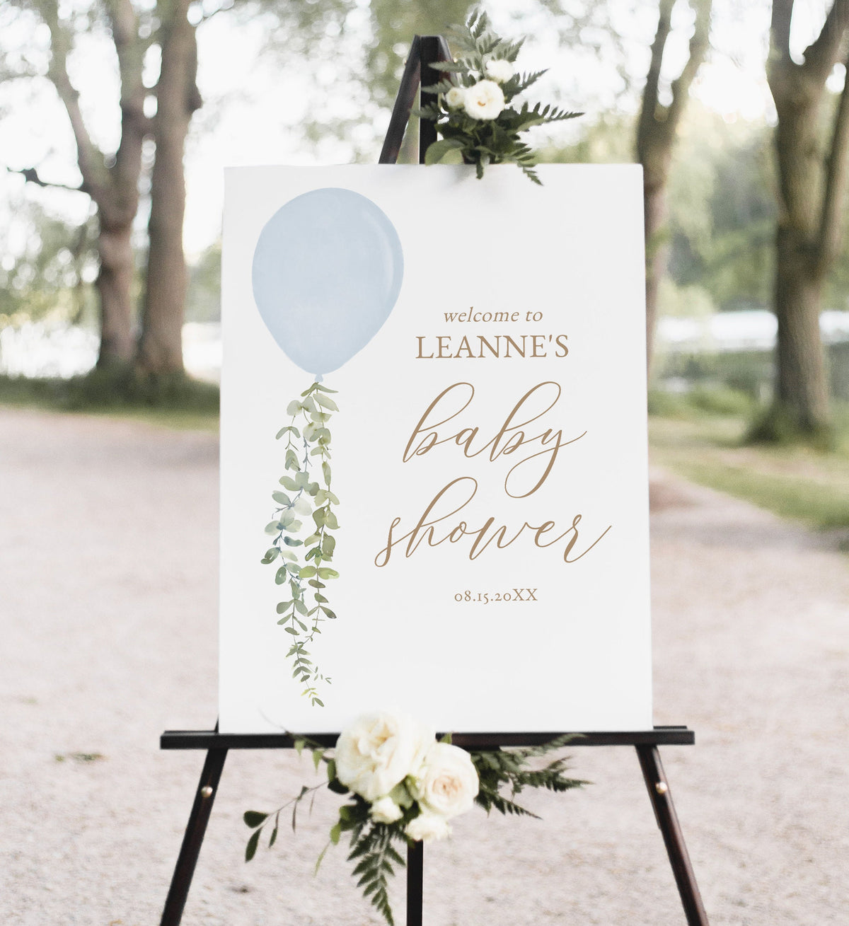 Blue Balloon Baby Shower Welcome Sign, Boy Baby Shower Welcome Sign, Watercolor Balloon, Printable Welcome Sign Template, DIGITAL DOWNLOAD