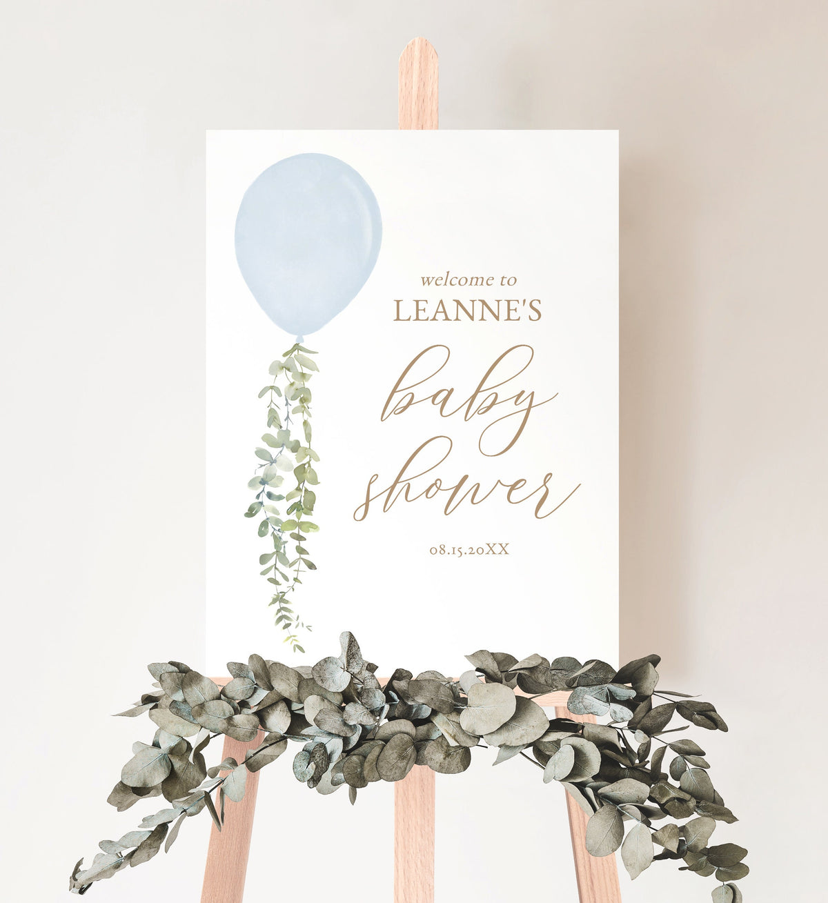 Blue Balloon Baby Shower Welcome Sign, Boy Baby Shower Welcome Sign, Watercolor Balloon, Printable Welcome Sign Template, DIGITAL DOWNLOAD