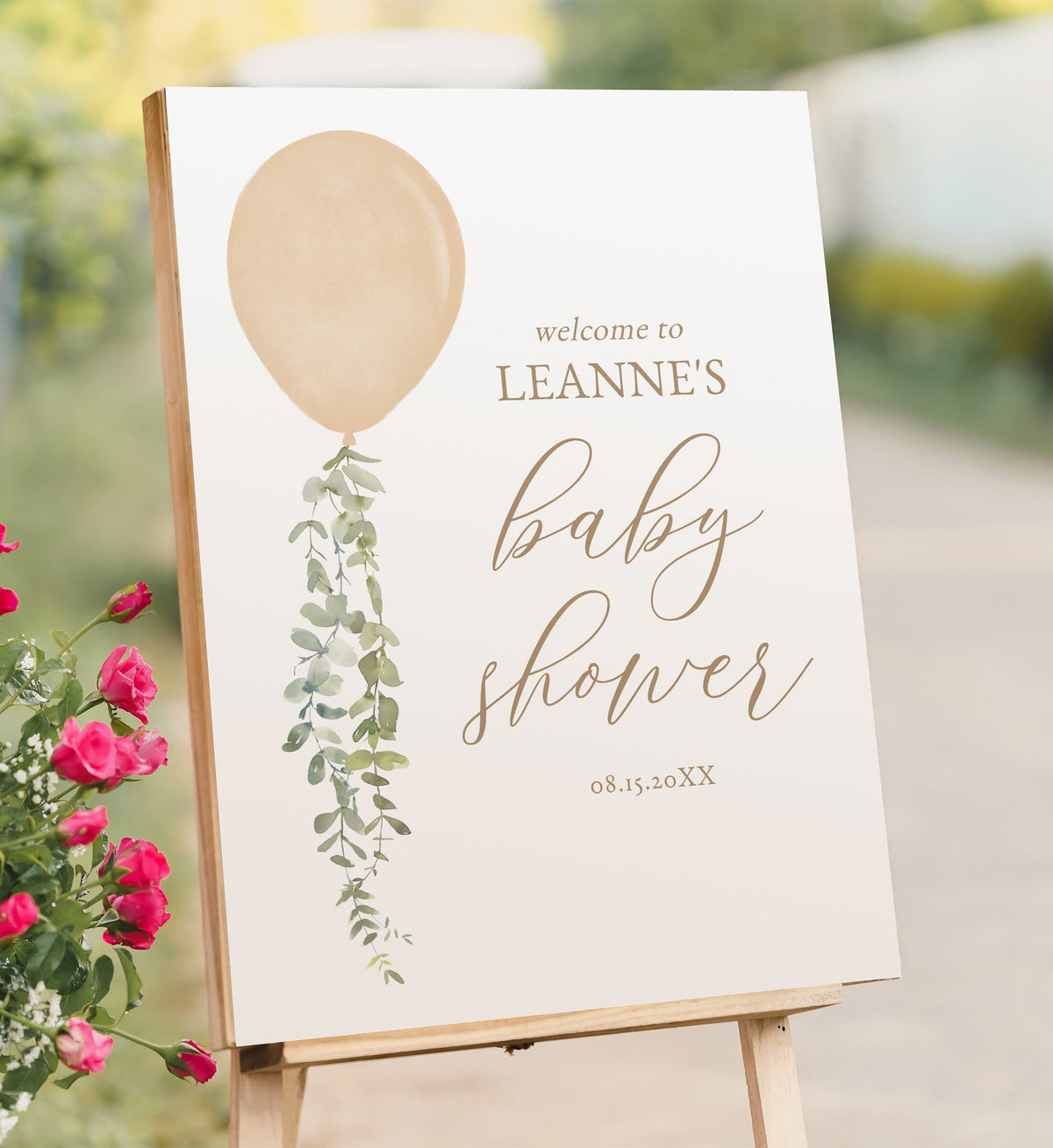 Gold Balloon Baby Shower Welcome Sign, Baby Shower Welcome Sign, Watercolor Balloon, Printable Welcome Sign Template, DIGITAL DOWNLOAD