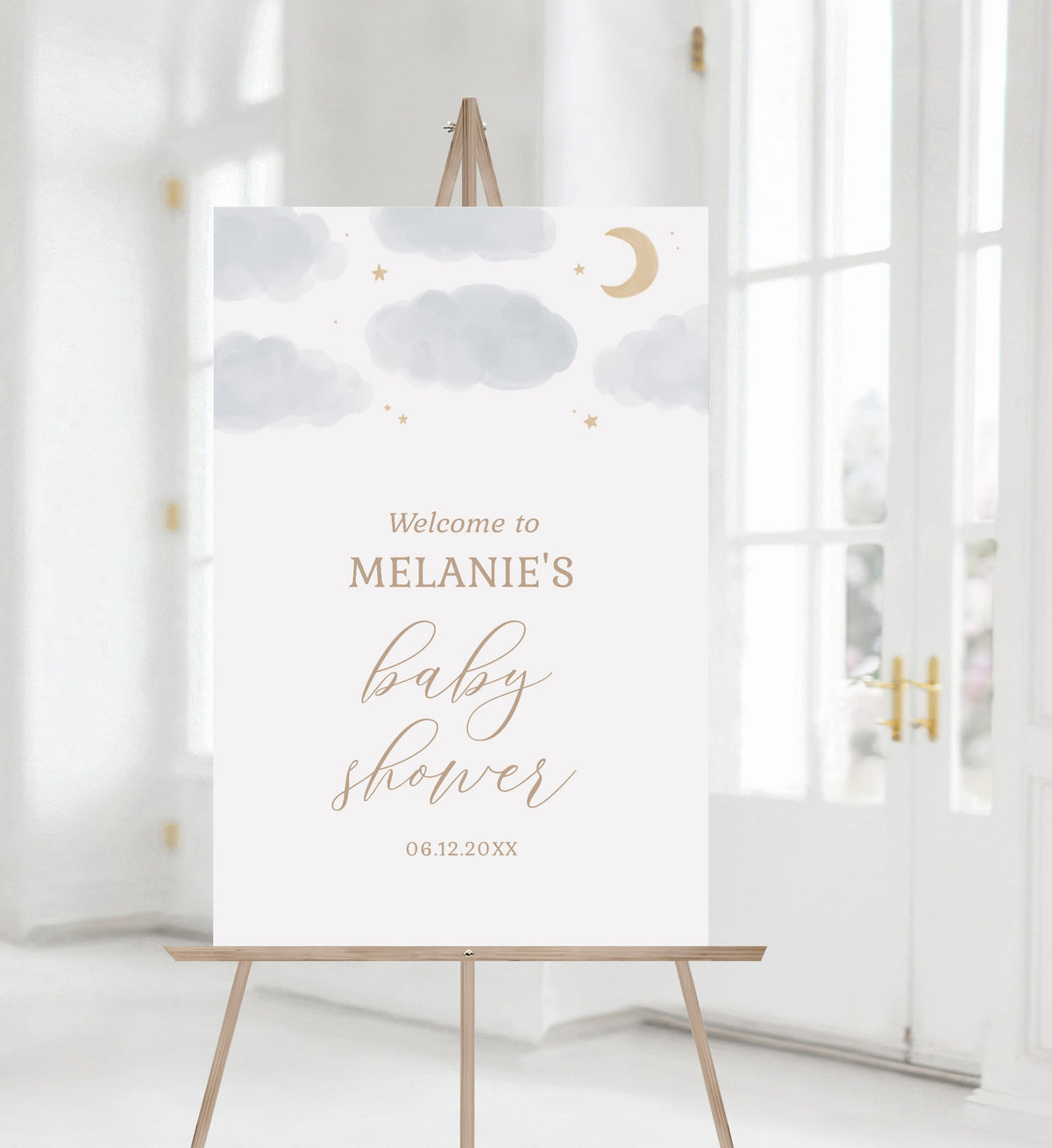 Moon and Stars Baby Shower Welcome Sign, Over the Moon Baby Shower, Printable Welcome Sign Template, DIGITAL DOWNLOAD