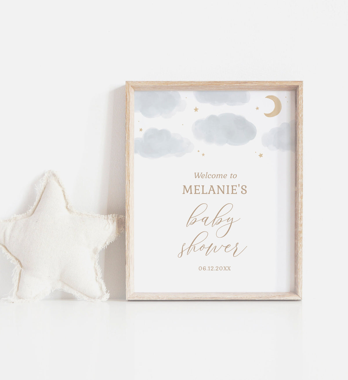 Moon and Stars Baby Shower Welcome Sign, Over the Moon Baby Shower, Printable Welcome Sign Template, DIGITAL DOWNLOAD