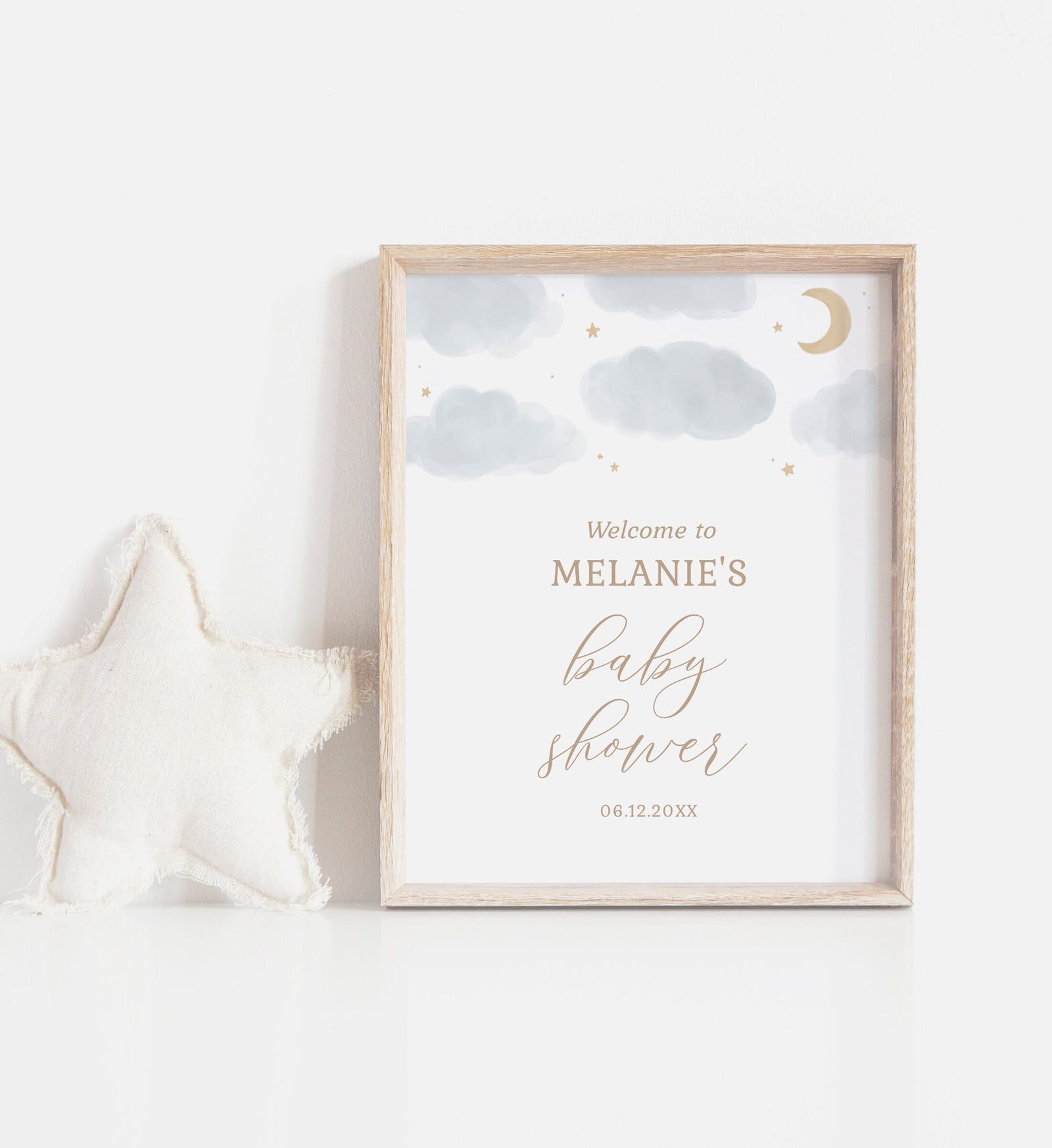 Moon and Stars Baby Shower Welcome Sign, Over the Moon Baby Shower, Printable Welcome Sign Template, DIGITAL DOWNLOAD