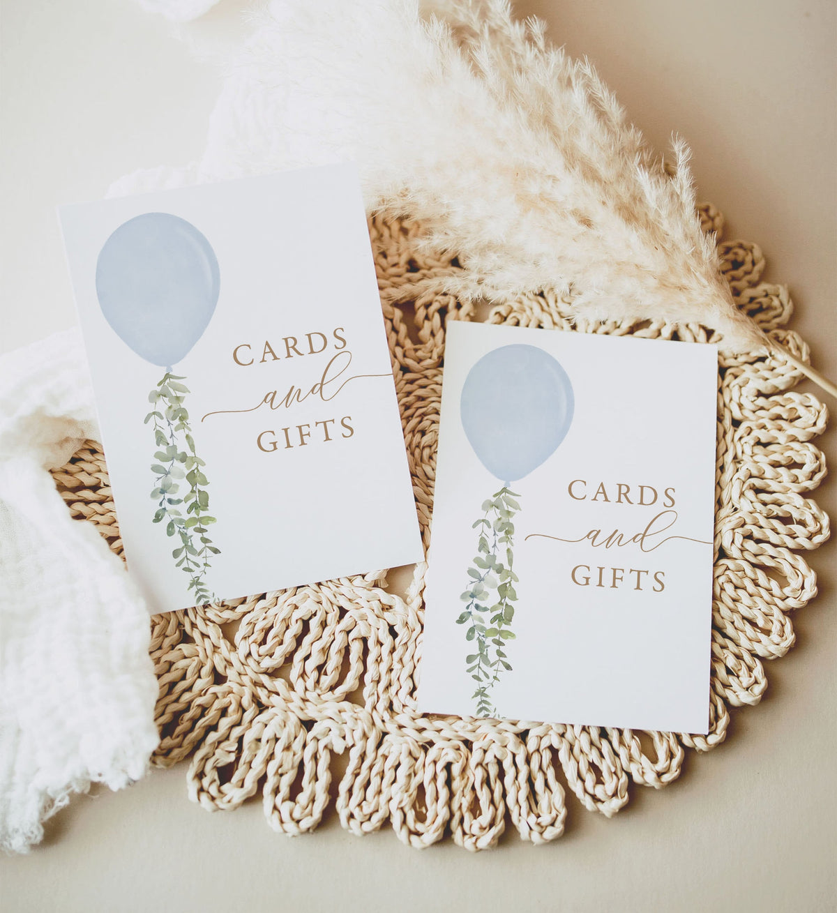 Blue Balloon Baby Shower Cards and Gifts Sign, Watercolor Balloon Gift Table Sign, Printable Baby Shower Sign, DIGITAL DOWNLOAD