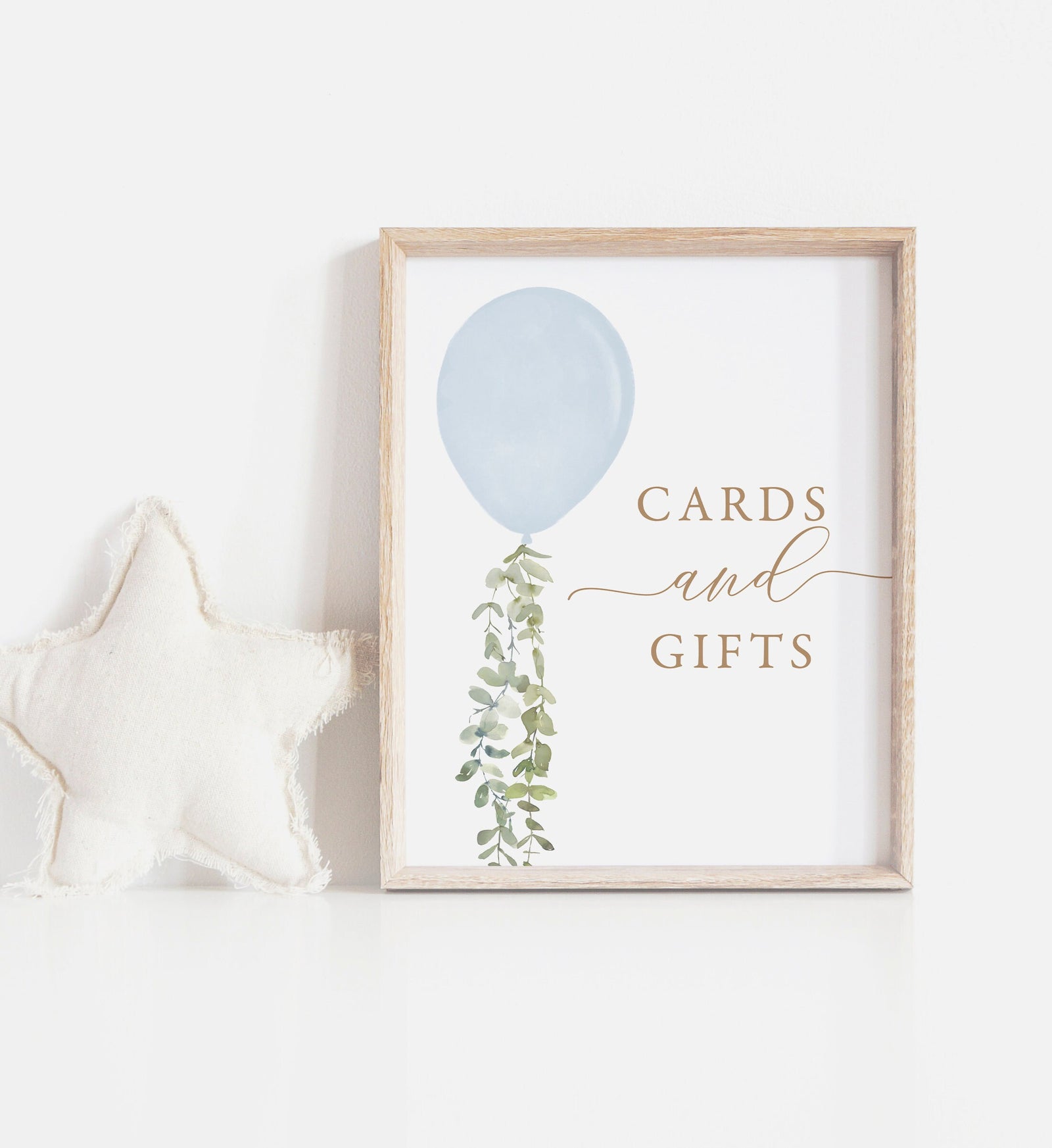 Blue Balloon Baby Shower Cards and Gifts Sign, Watercolor Balloon Gift Table Sign, Printable Baby Shower Sign, DIGITAL DOWNLOAD