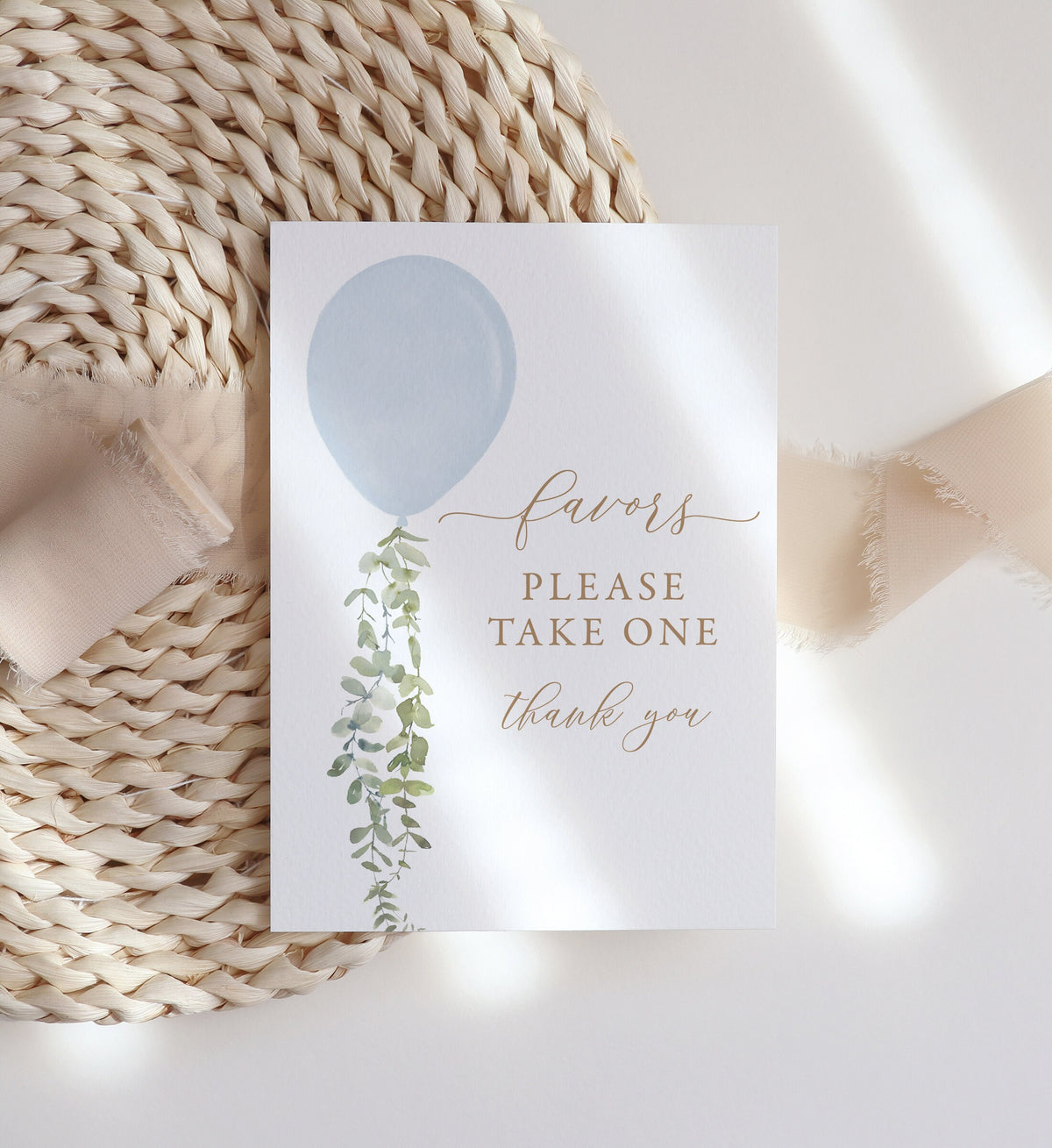 Blue Balloon Baby Shower Favors Sign, Watercolor Balloon, Favors Please Take One, Printable Baby Shower Favors Sign, DIGITAL DOWNLOAD