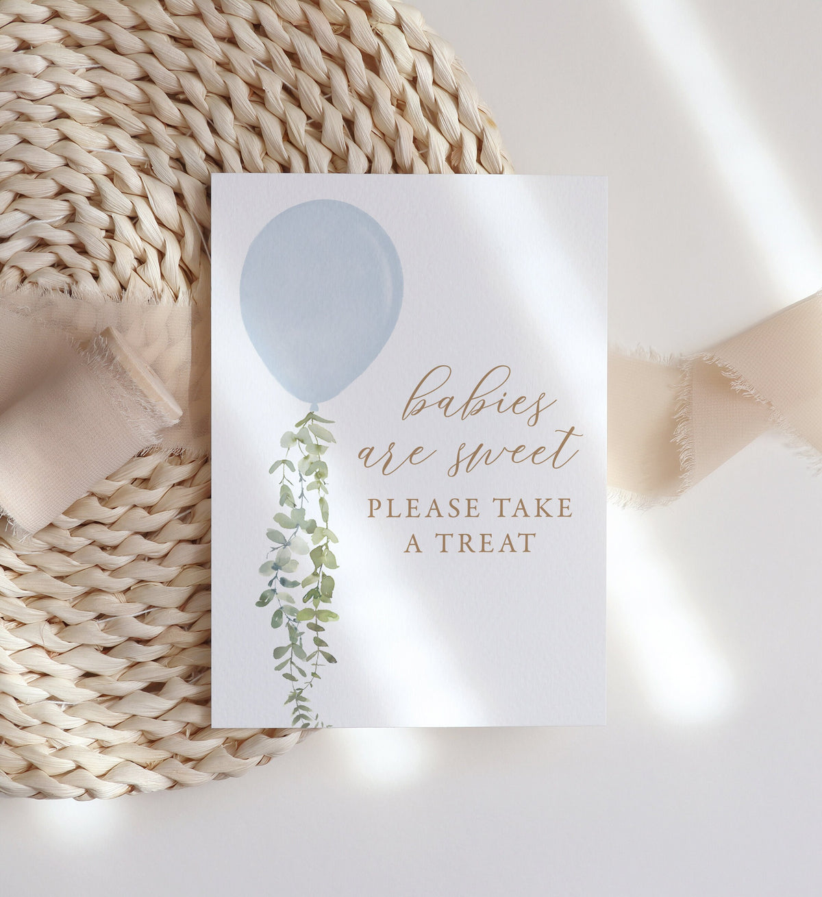 Babies are Sweet Take a Treat Blue Balloon Baby Shower Sign, Watercolor Balloon Baby Shower, Printable Baby Shower Sign, DIGITAL DOWNLOAD