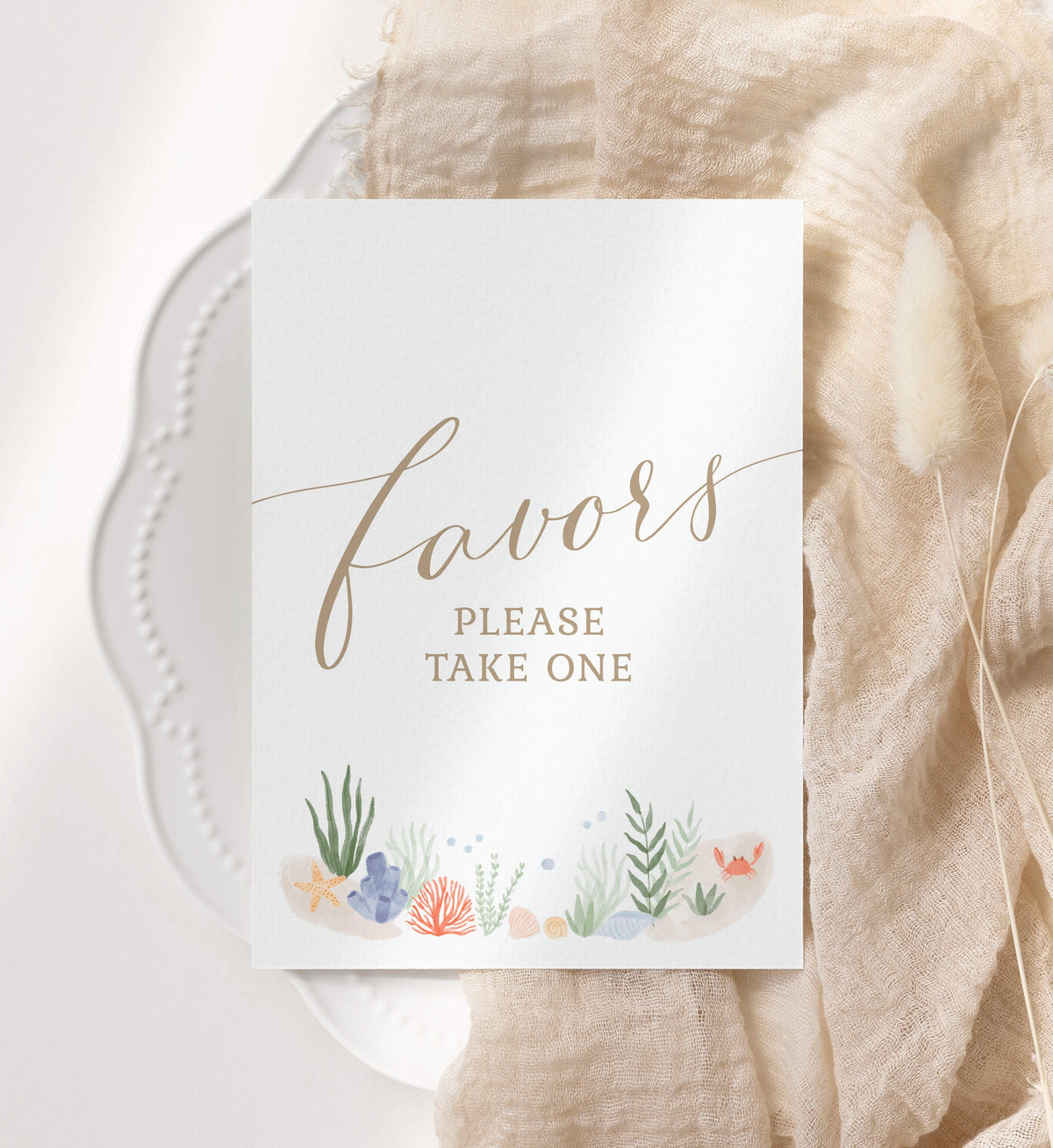 Under the Sea Baby Shower Favors Sign, Printable Ocean Baby Shower Sign, Favors Please Take One, DIGITAL DOWNLOAD