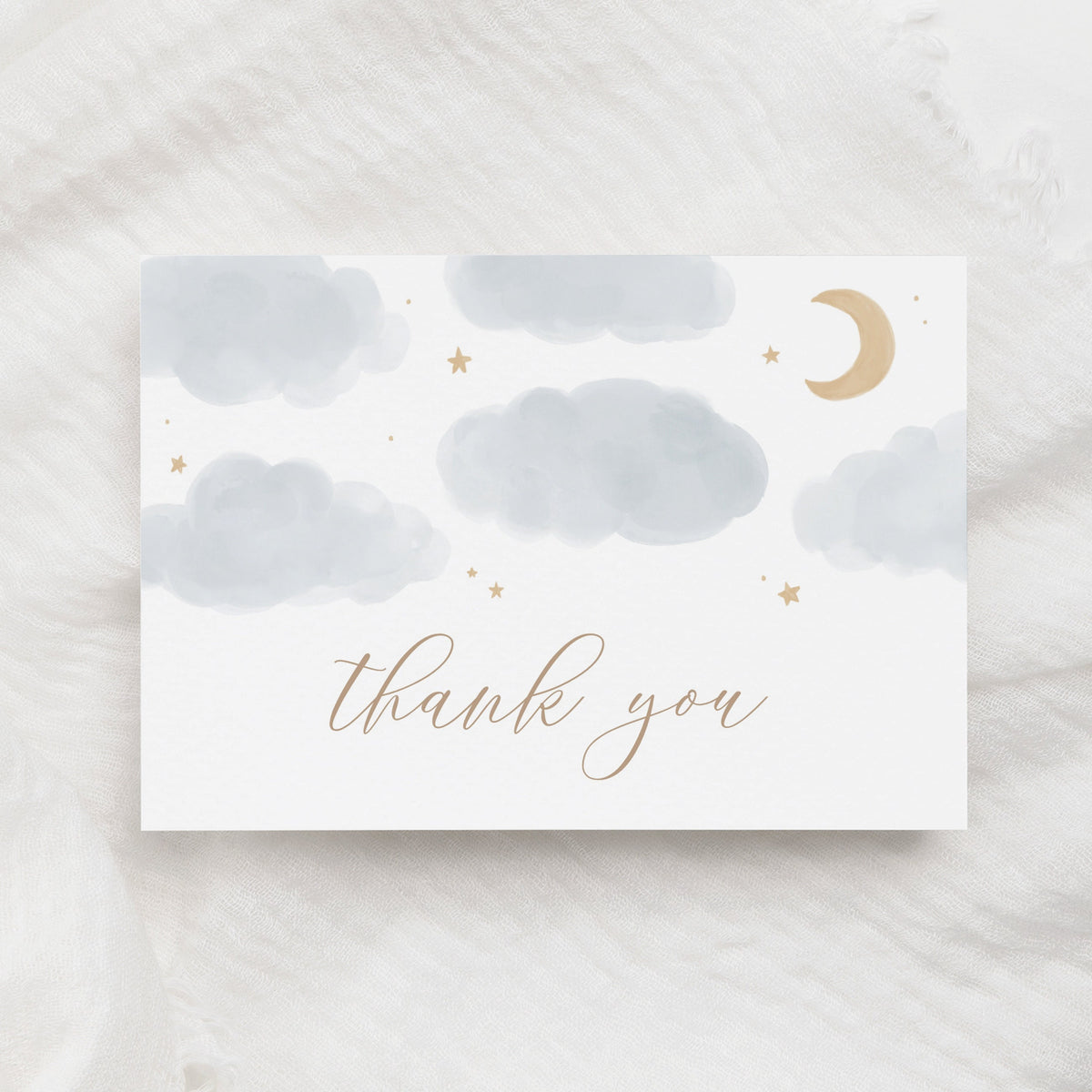 Editable Moon and Stars Baby Shower Thank You Card Template, Printable Folded Thank You Card, DIGITAL DOWNLOAD
