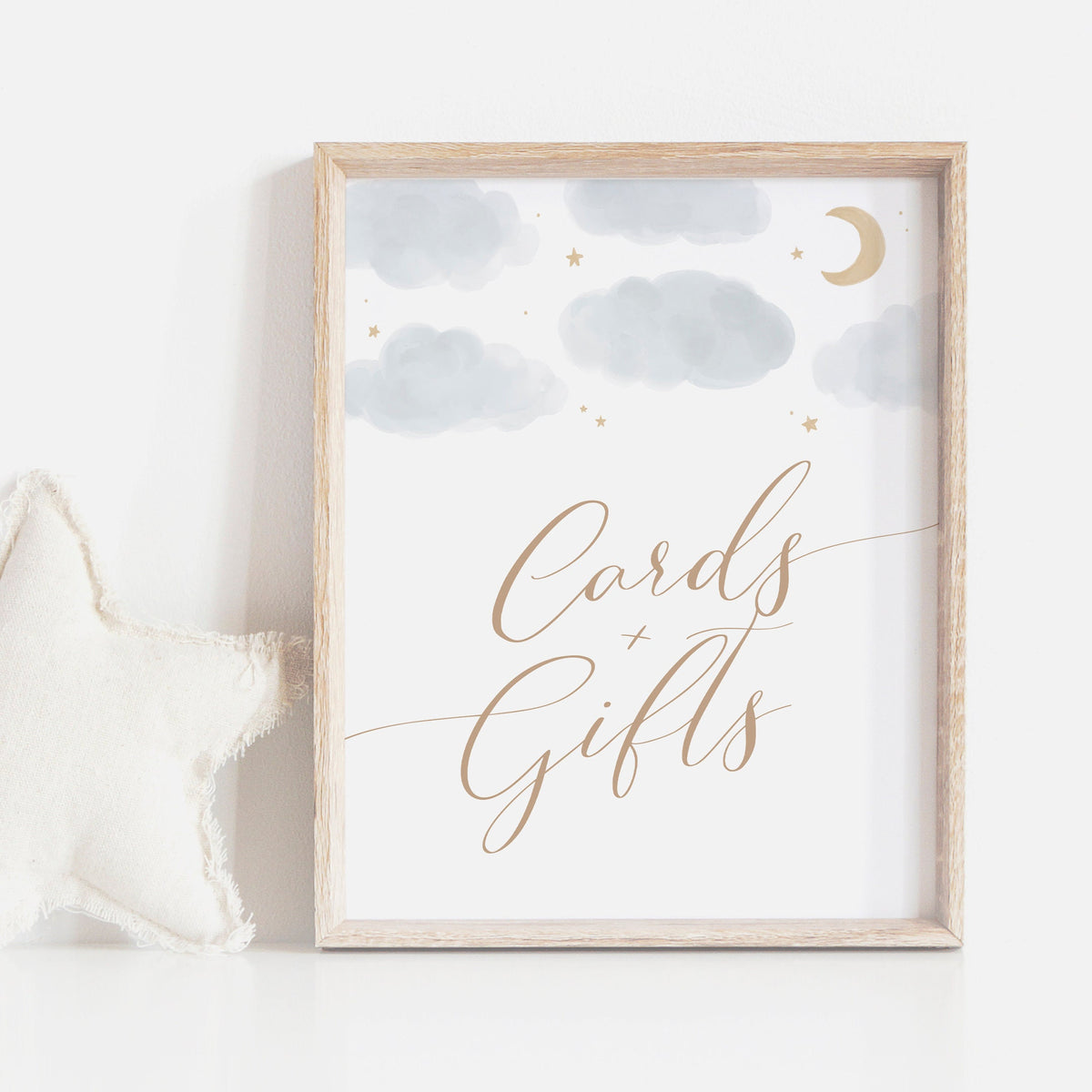 Moon and Stars Baby Shower Cards and Gifts Sign, Printable Over the Moon Baby Shower Gift Table Sign, DIGITAL DOWNLOAD