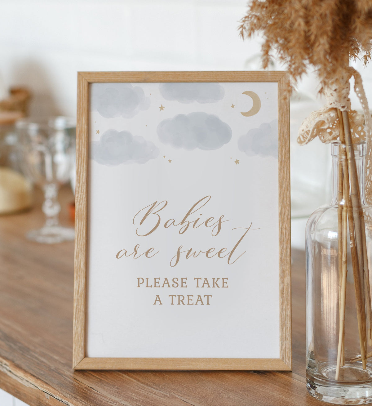 Babies are Sweet Take a Treat, Moon and Stars Baby Shower Dessert Table Sign, Printable Over the Moon Baby Shower Sign, DIGITAL DOWNLOAD