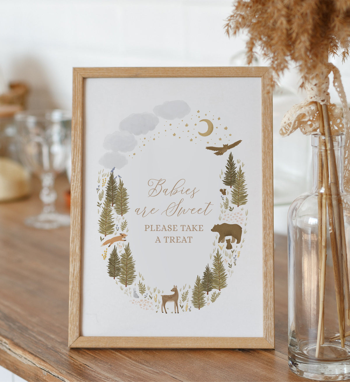 Babies are Sweet Take a Treat Woodland Baby Shower Sign, Printable Woodland Baby Shower Dessert Table Sign, DIGITAL DOWNLOAD