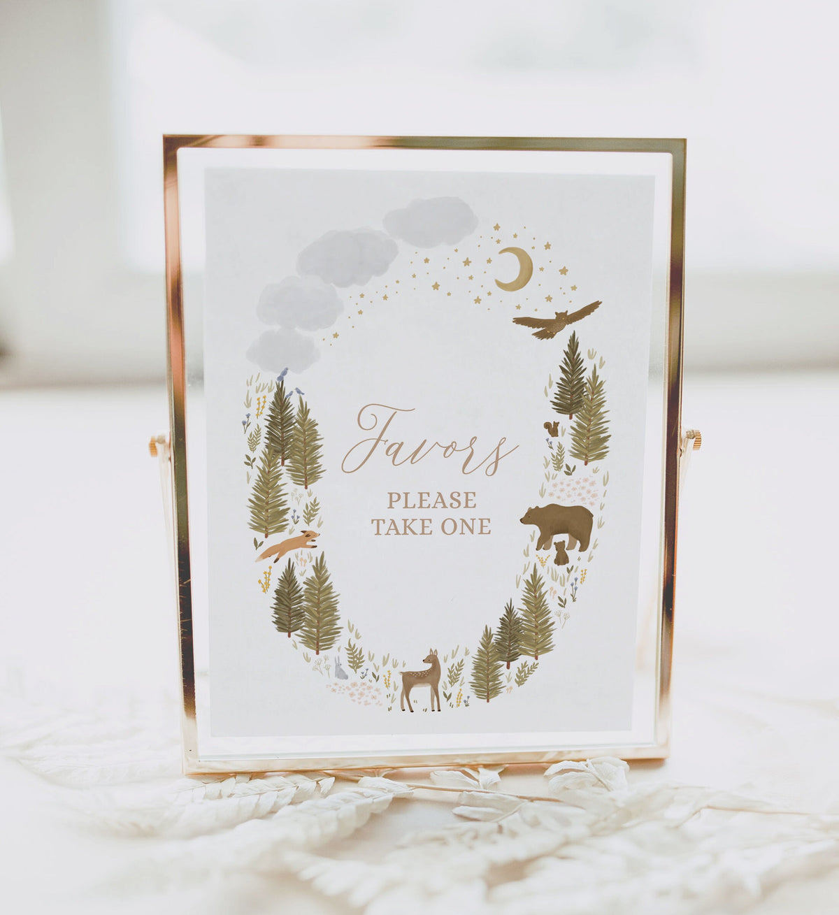Woodland Baby Shower Favors Sign, Favors Please Take One, Printable Woodland Baby Shower Table Sign, DIGITAL DOWNLOAD