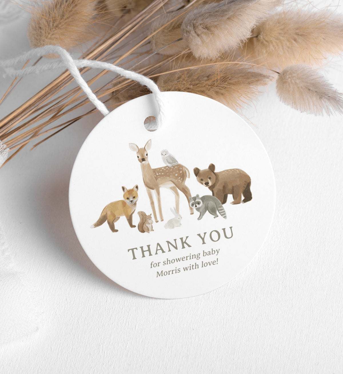 Editable Woodland Baby Shower Favor Tag Template, Printable Woodland Baby Shower Gift Tag, DIGITAL DOWNLOAD