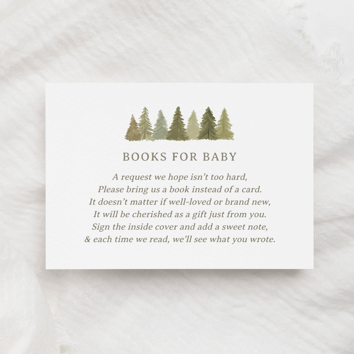 Woodland Books for Baby Card Template, Woodland Baby Shower Book Request Insert, Printable Template, DIGITAL DOWNLOAD