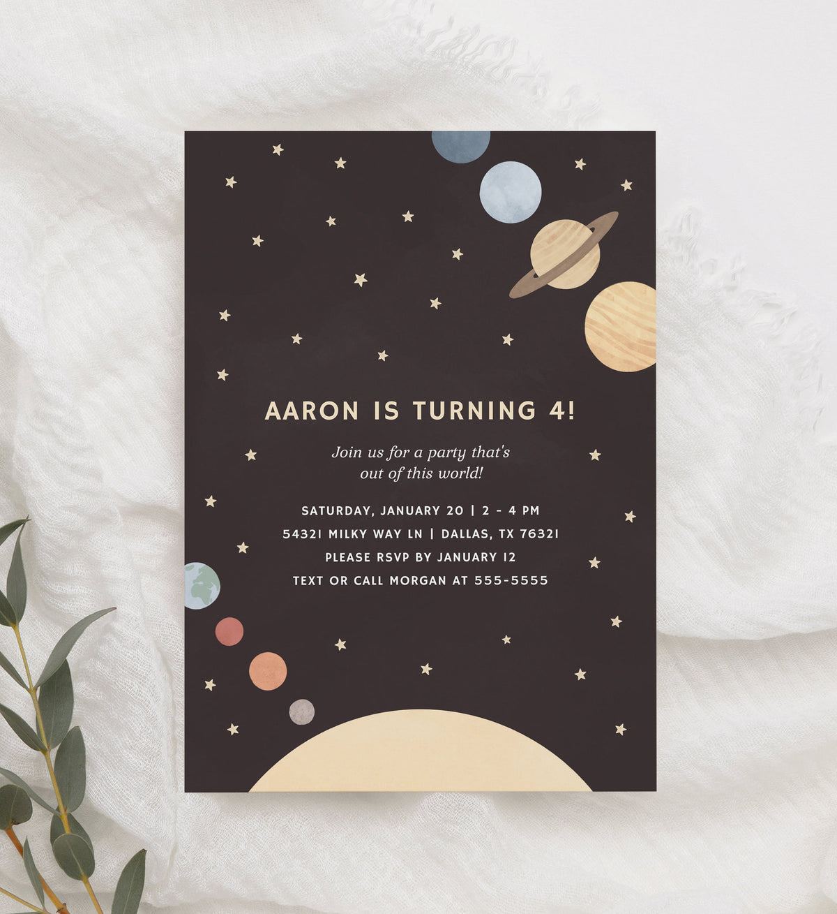 Editable Outer Space Birthday Party Invitation, Solar System Birthday Party Invite Template, Printable Kids Bday Invite, DIGITAL DOWNLOAD