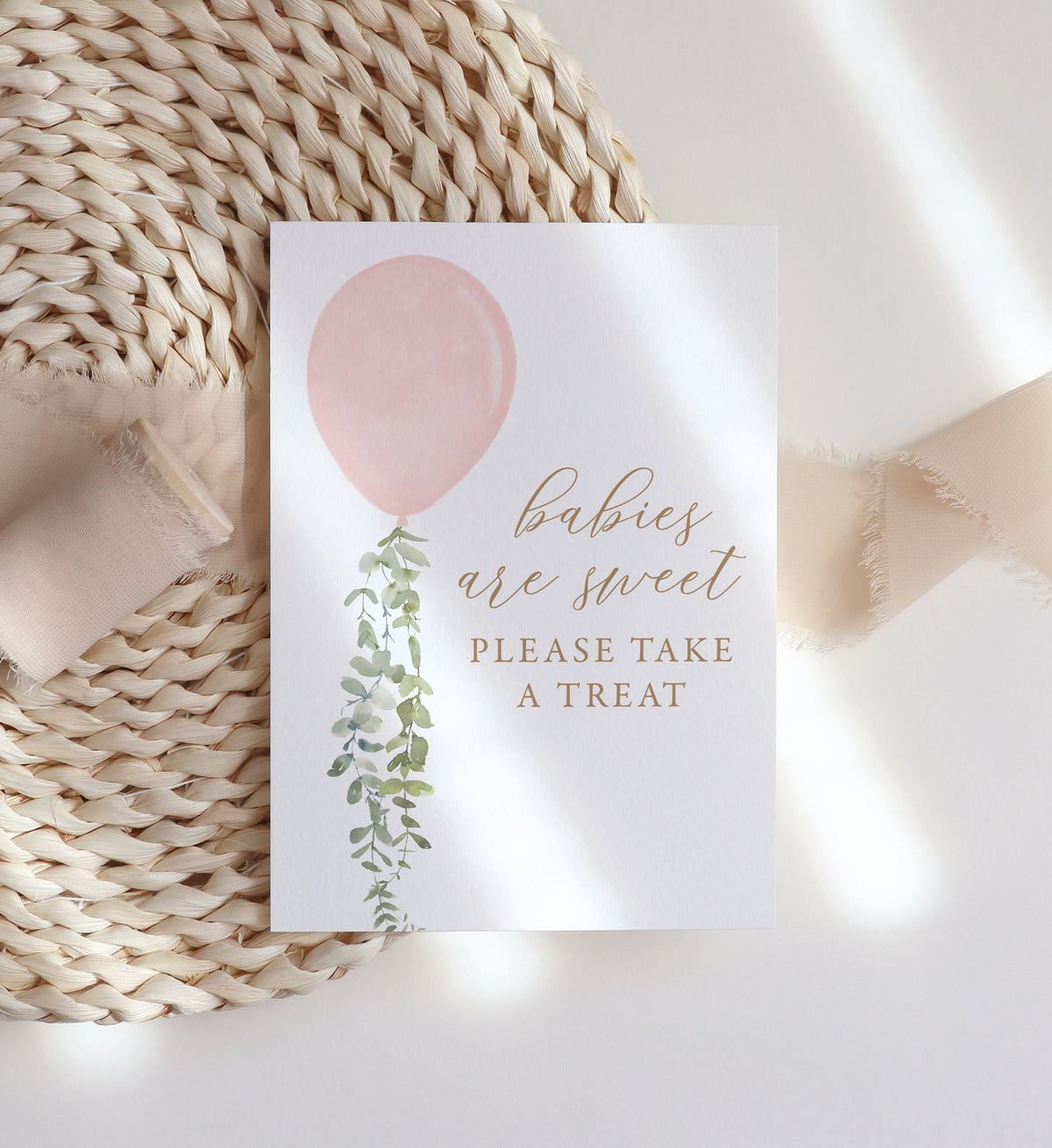 Babies are Sweet Take a Treat Pink Balloon Baby Shower Sign, Printable Baby Shower Dessert Table Sign, DIGITAL DOWNLOAD