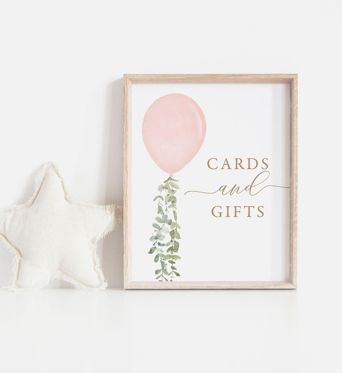 Pink Balloon Baby Shower Cards and Gifts Sign, Printable Watercolor Balloon Gift Table Sign, DIGITAL DOWNLOAD