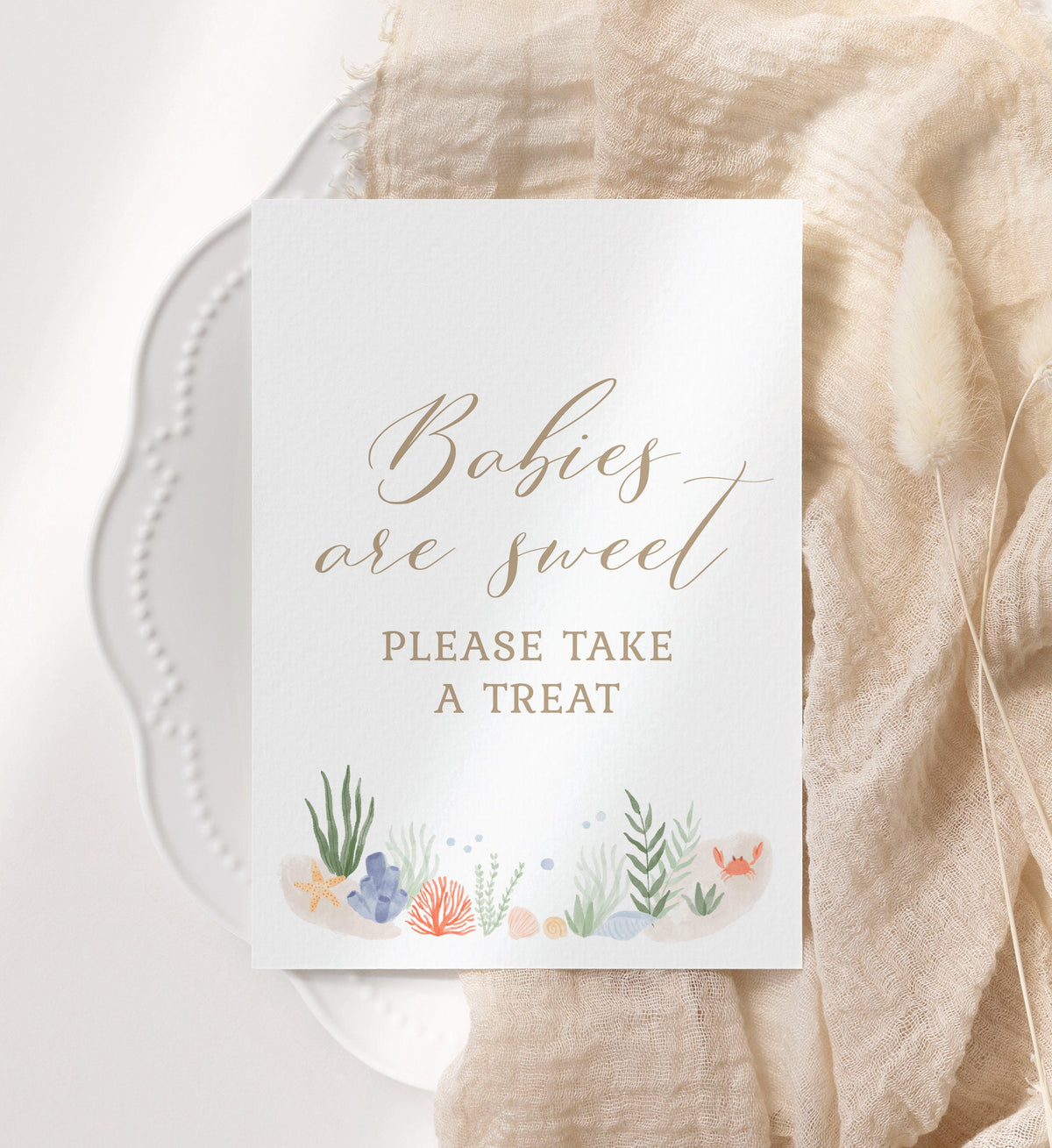 Babies are Sweet Take a Treat Under the Sea Baby Shower Sign, Printable Ocean Baby Shower Dessert Table Sign, DIGITAL DOWNLOAD