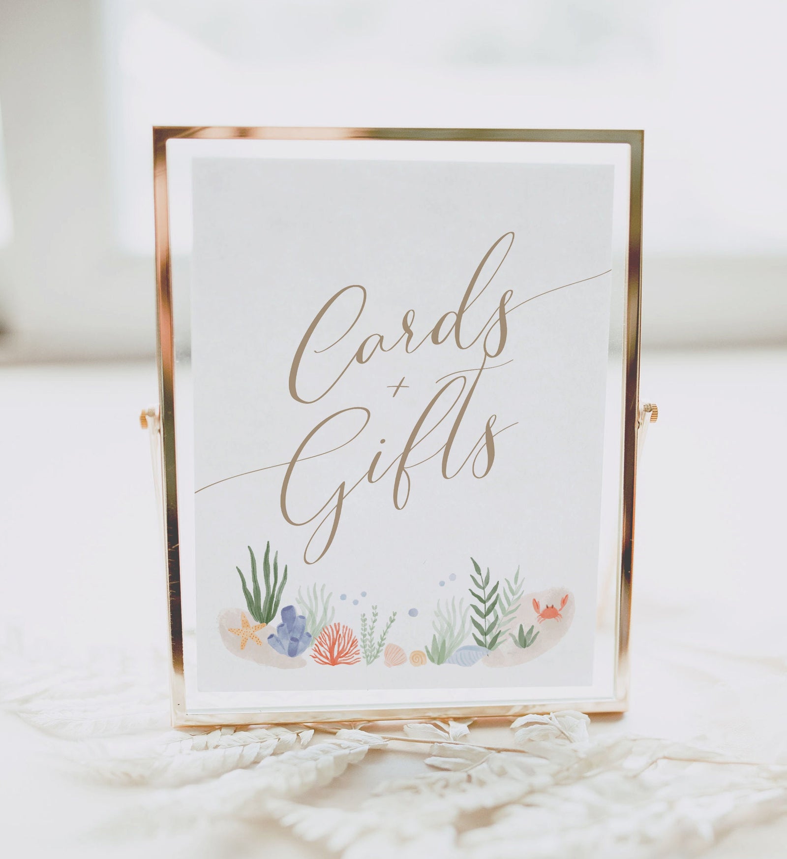 Under the Sea Baby Shower Cards and Gifts Sign, Printable Ocean Baby Shower Gift Table Sign, DIGITAL DOWNLOAD