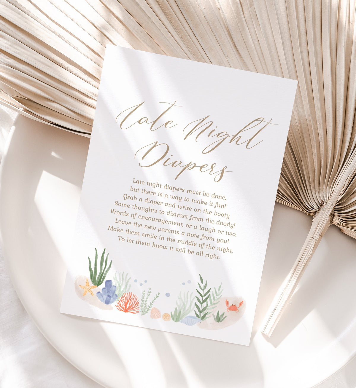 Late Night Diapers Under the Sea Baby Shower Sign, Printable Ocean Baby Shower Game, DIGITAL DOWNLOAD